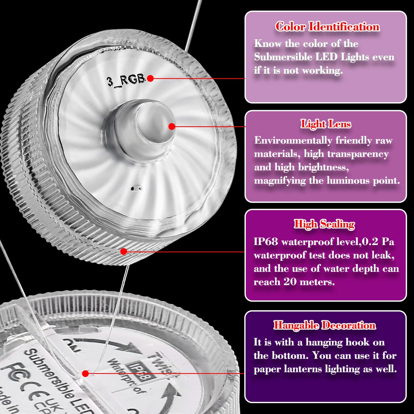 Submersible LED Light,White Small LED Light,100 Hours Waterproof Flameless Led Lights Battery Powered for Wedding Home Vase Festival Party Decoration 12pcs (Built-in 24 Batteries)
