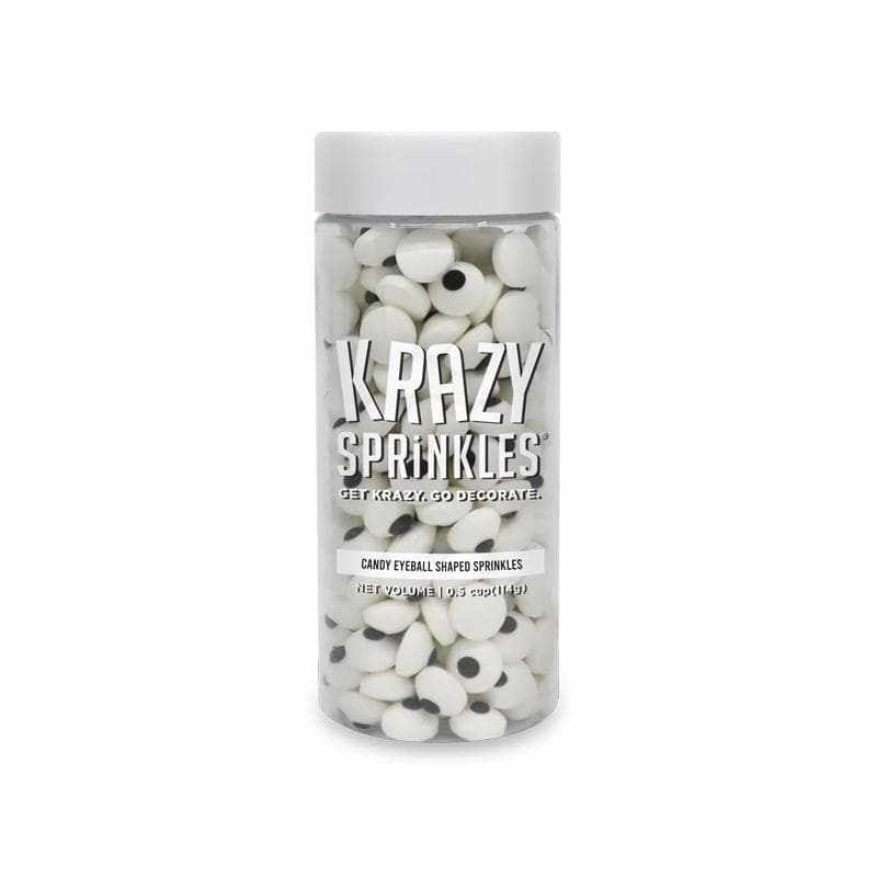 Krazy Sprinkles - Mini 10mm Eyeballs (1/2 Cup, 1x Jar) for Cakes, Ice Cream &#x26; Cookies