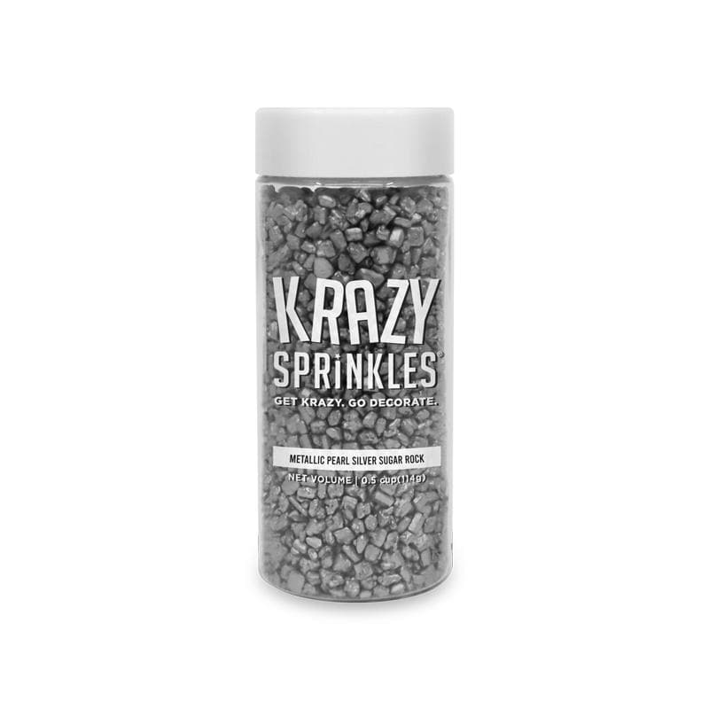 Metallic Silver Pearl Sugar Rocks Sprinkles