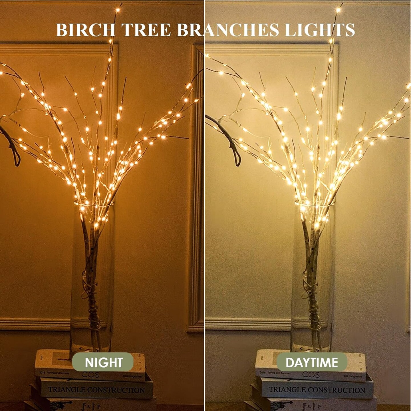 Lighted White Birch Branches with Timer 33IN 180 LED Twig Birch Branches for Vase