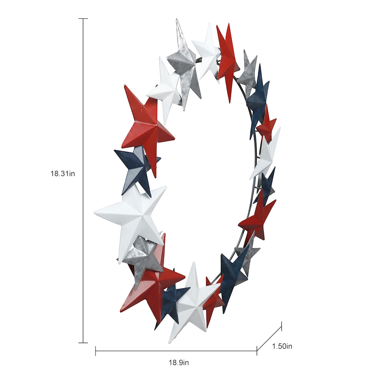18&#x22; Patriotic Metal Star Wreath &#x2013; Red, White &#x26; Blue Wall Decor for 4th of July