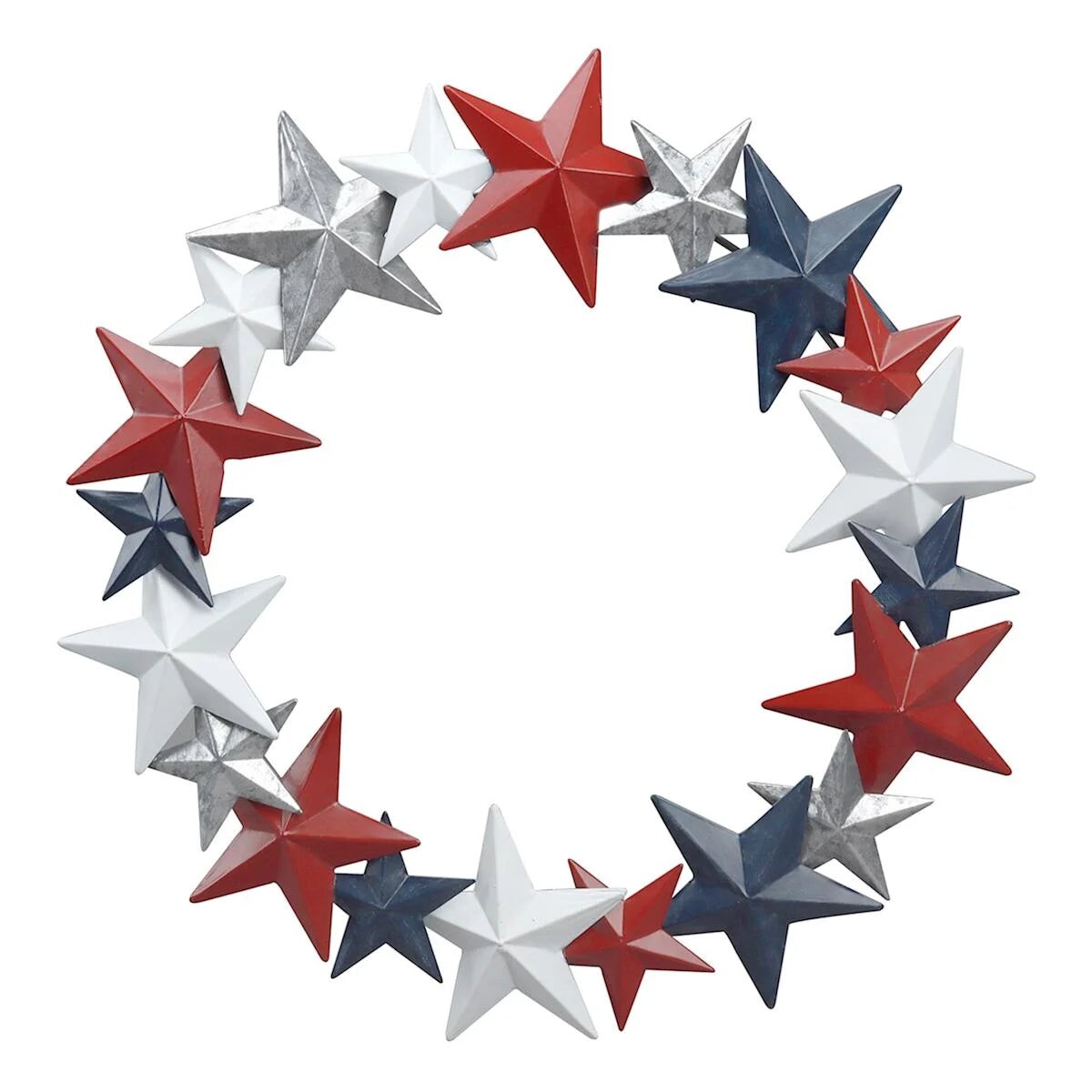 18&#x22; Patriotic Metal Star Wreath &#x2013; Red, White &#x26; Blue Wall Decor for 4th of July