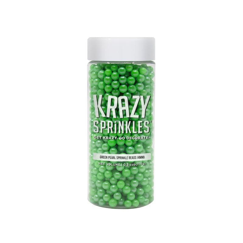 Krazy Sprinkles - Green Pearl 4mm Beads (1/2 Cup, 1x Jar) for Cakes, Ice Cream &#x26; Cookies