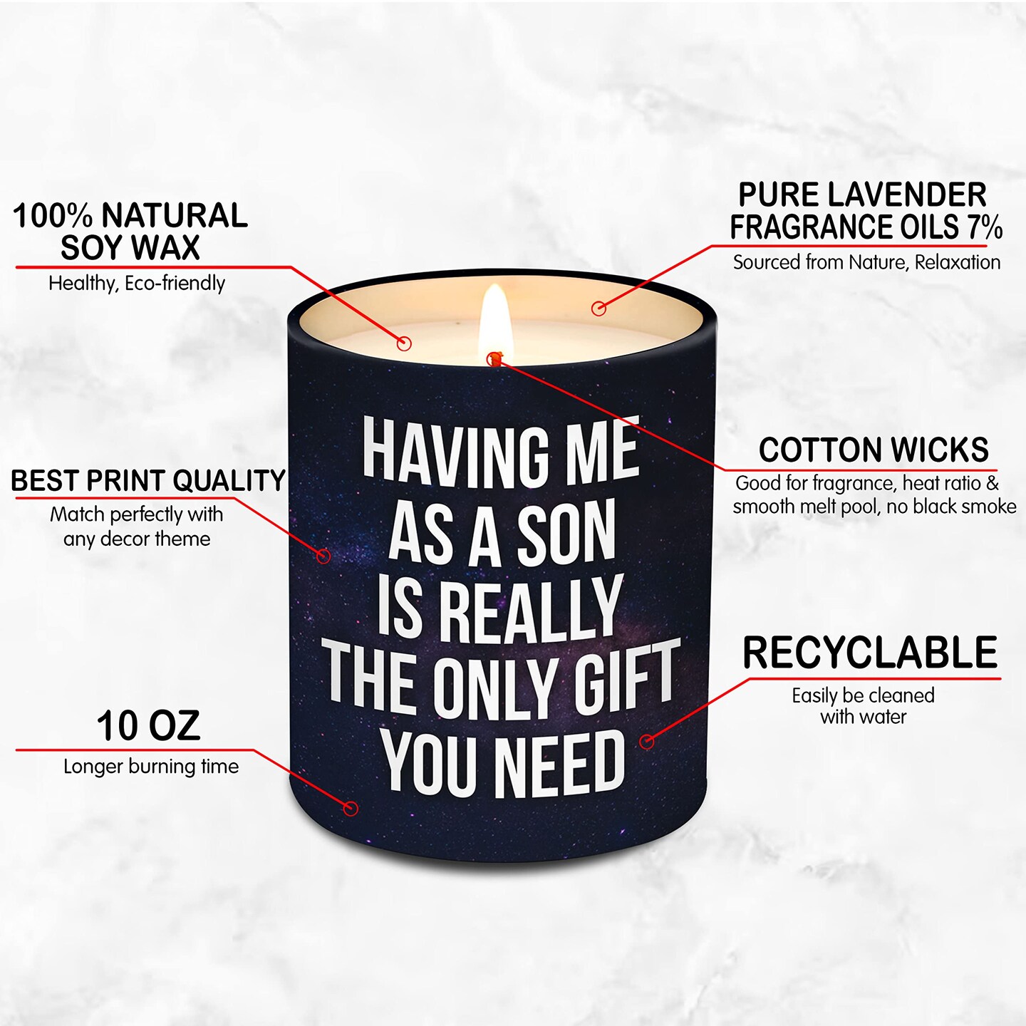 Mothers Gifts for Mom from Son, Mothers Day Gifts from Son - Gifts for Dad from Son for Fathers Day - Dad Gifts, Mom Gifts from Son - Birthday Gifts for Mom, Dad Birthday Gifts Candle 10Oz