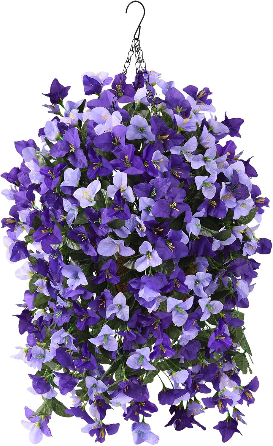 Artificial Faux Flowers Hanging Basket for Outdoor Spring Decor