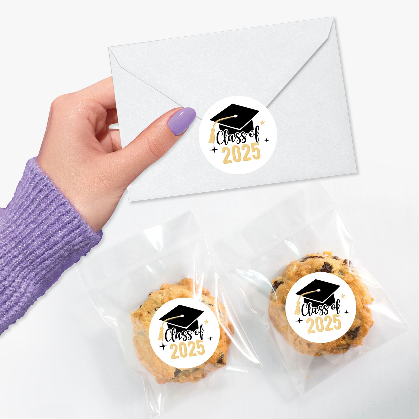Big Dot of Happiness Class of 2025 Grad Party Envelope Seal Stickers, Round Circle Stickers to Seal Cards, Graduation Envelope Seals - 120 Count