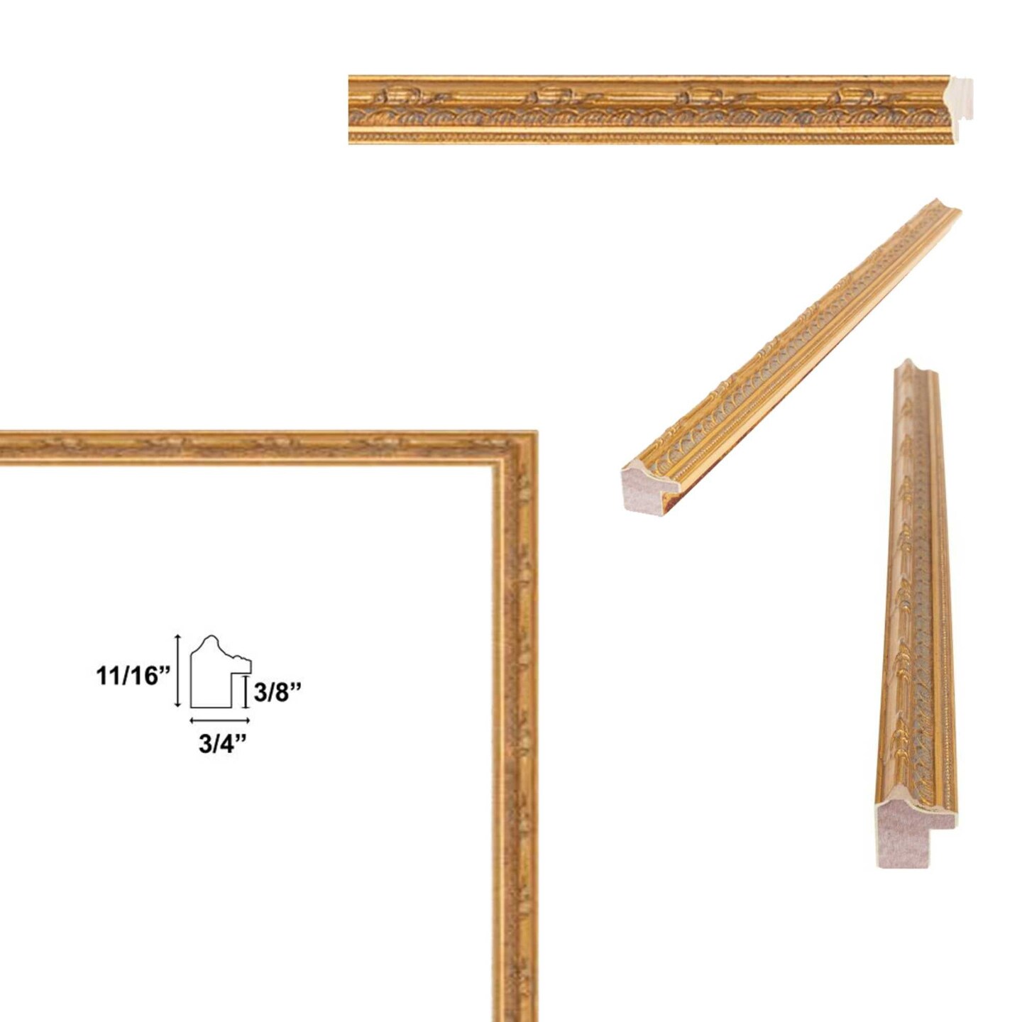 Slim Gold Leaf Design Picture Frame Deco 36x48 frame