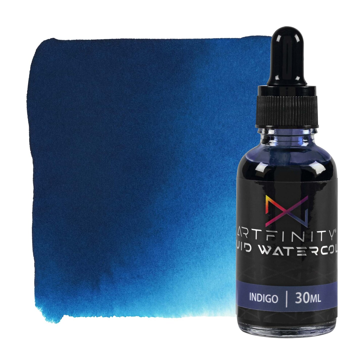 Artfinity Liquid Watercolor Paint 30 ml Bottle, Indigo - Vibrant Dye-Based Liquid Watercolor w/ Glass Pipette, Fast-Drying, Fine Art Paint for Calligraphy, Airbrushing & Traditional Art