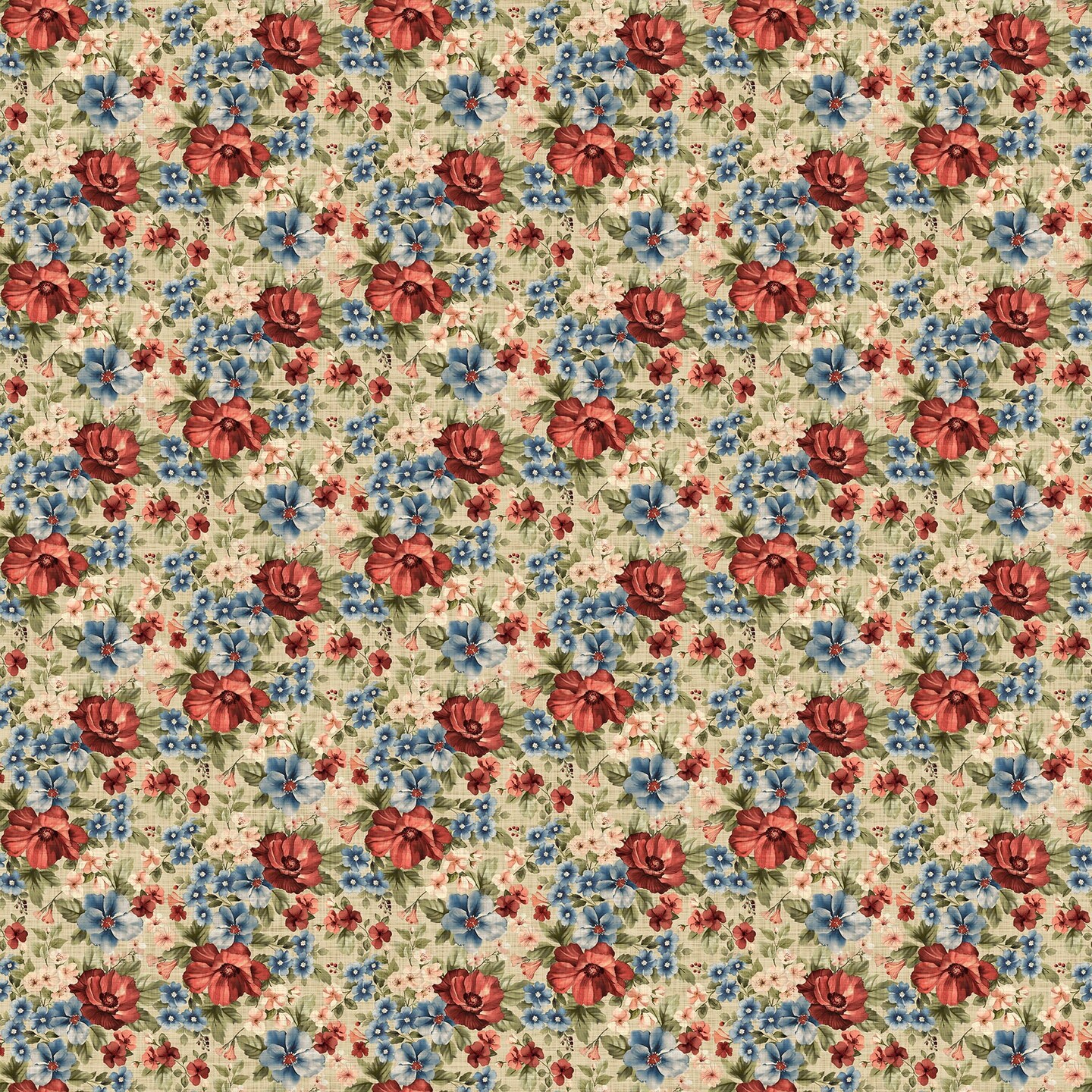Fabric Northcott Beige Multi Packed Floral Farmhouse Sampler by the Quarter Yard DP28601-12