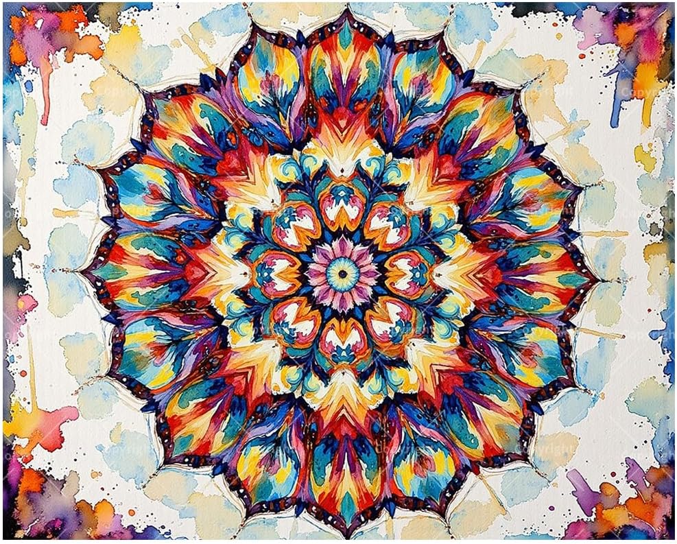 Paint by Numbers Kits for Adults – Colorful Mandala DIY Acrylic Painting Kit on Canvas, Beginner-Friendly Paint by Numbers Art Set for Relaxation & Home Wall Decor, 16x20 Inch