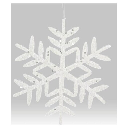 10&#x22; Glitter Snowflake Ornament: White (Asst 2)