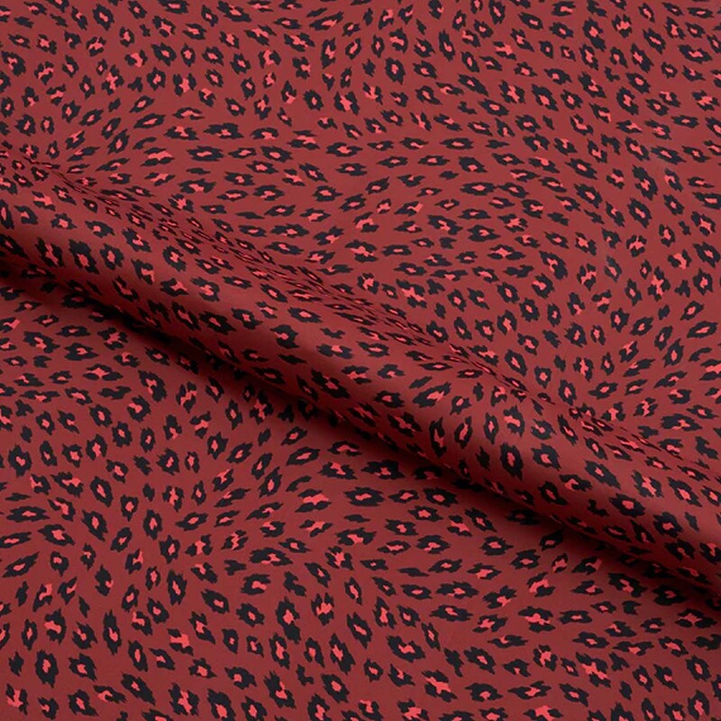 Black on Red Cheetah Printed Spandex Fabric