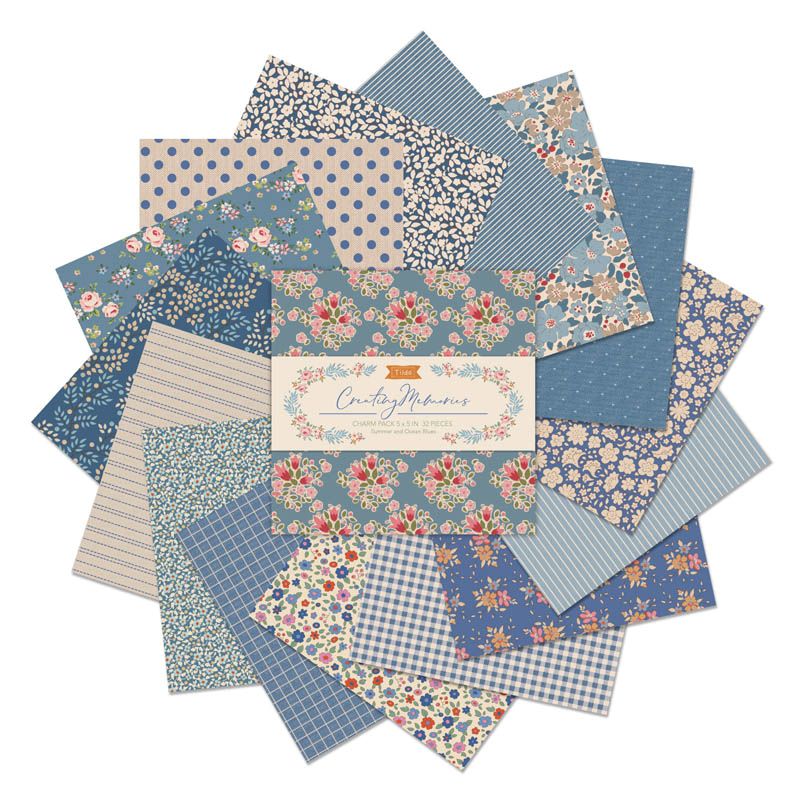 Tilda Fabrics Creating Memories Summer Charm Pack - 32 Pieces - 5" x 5" - 100% Cotton