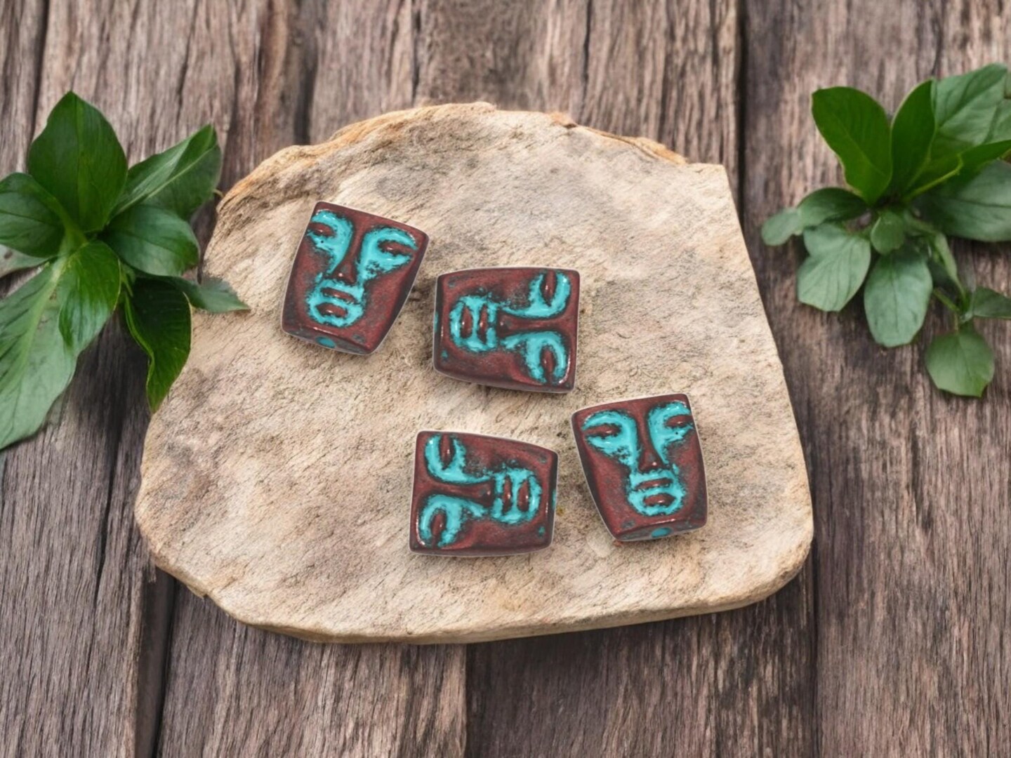 *20* 12x10mm Copper Patina Mask Beads
