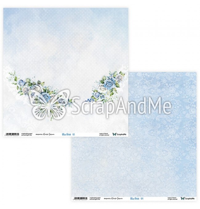 ScrapAndMe “Blue Roses” 12x12 Scrapbook Paper Pack | 5 Double-Sided Sheets | Elegant Blue Floral Designs