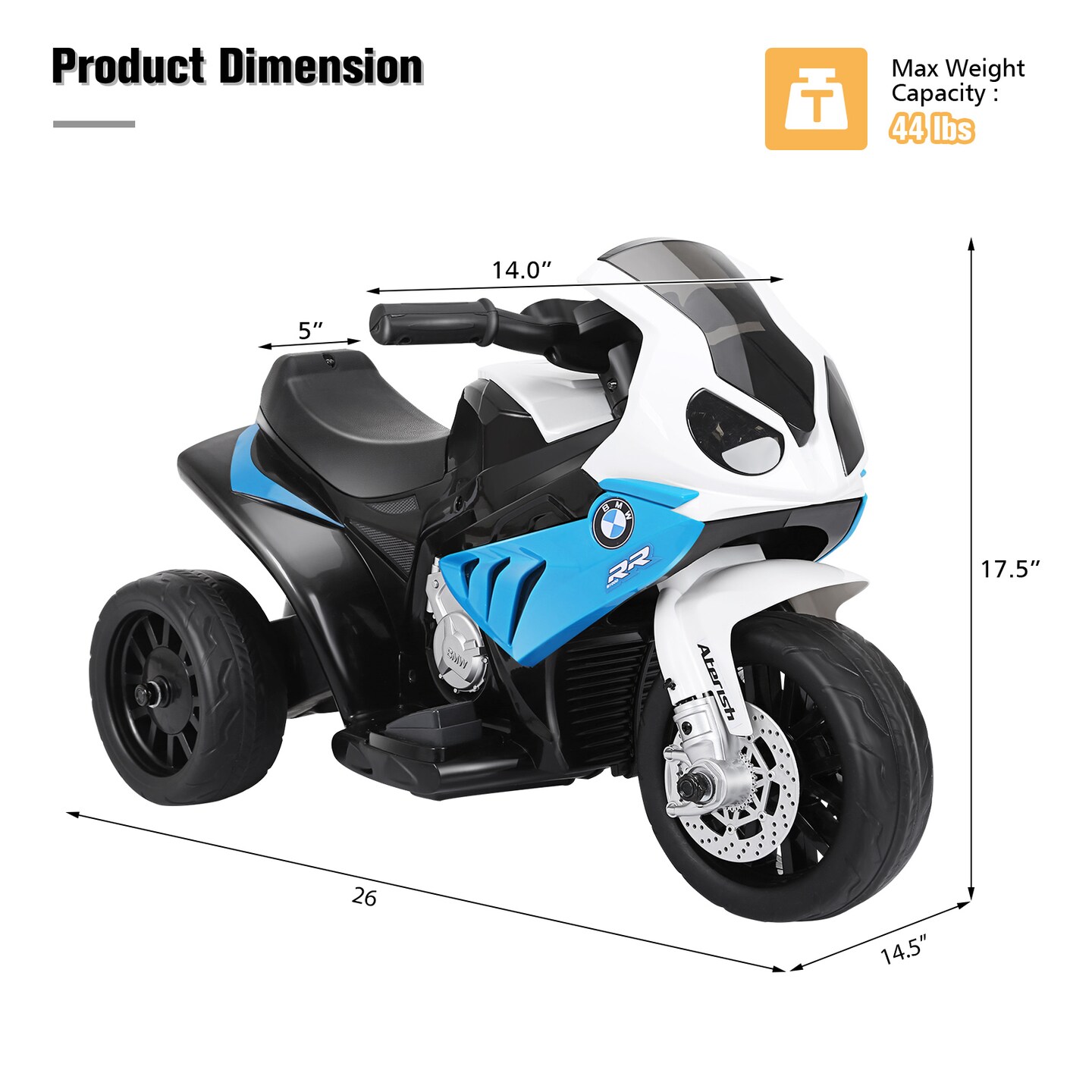 Costway Kids Ride On Motorcycle 6V Battery Powered Electric Toy 3 Wheels