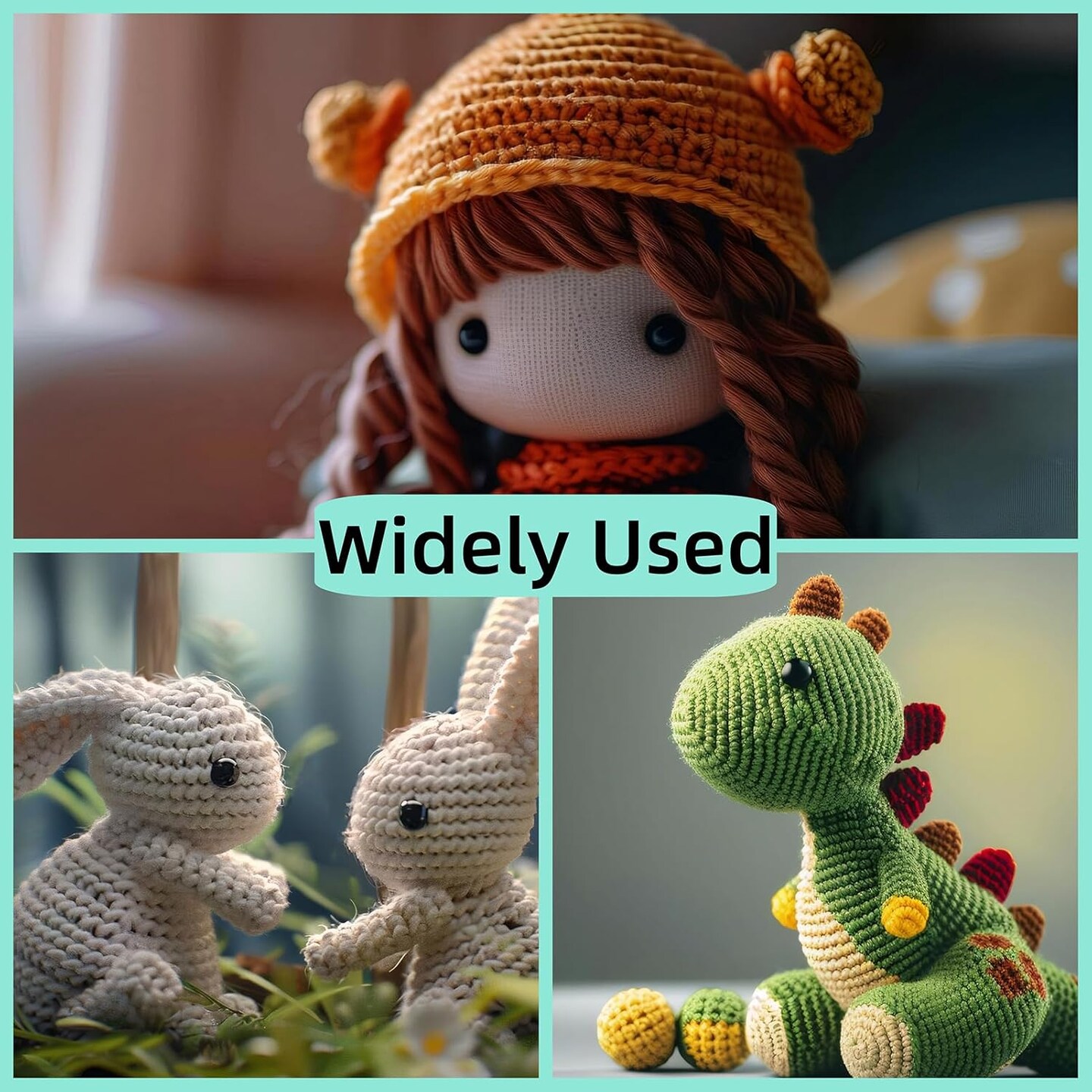 400pcs 12mm Black Safety Eyes with Washers – Plastic Crochet Eyes for Amigurumi, Stuffed Animals, Dolls & DIY Plush Craft Making (200 Eyes + 200 Washers)