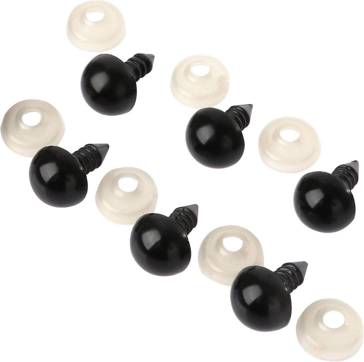 100 Pack Plastic Safety Eyes, Black (6mm)