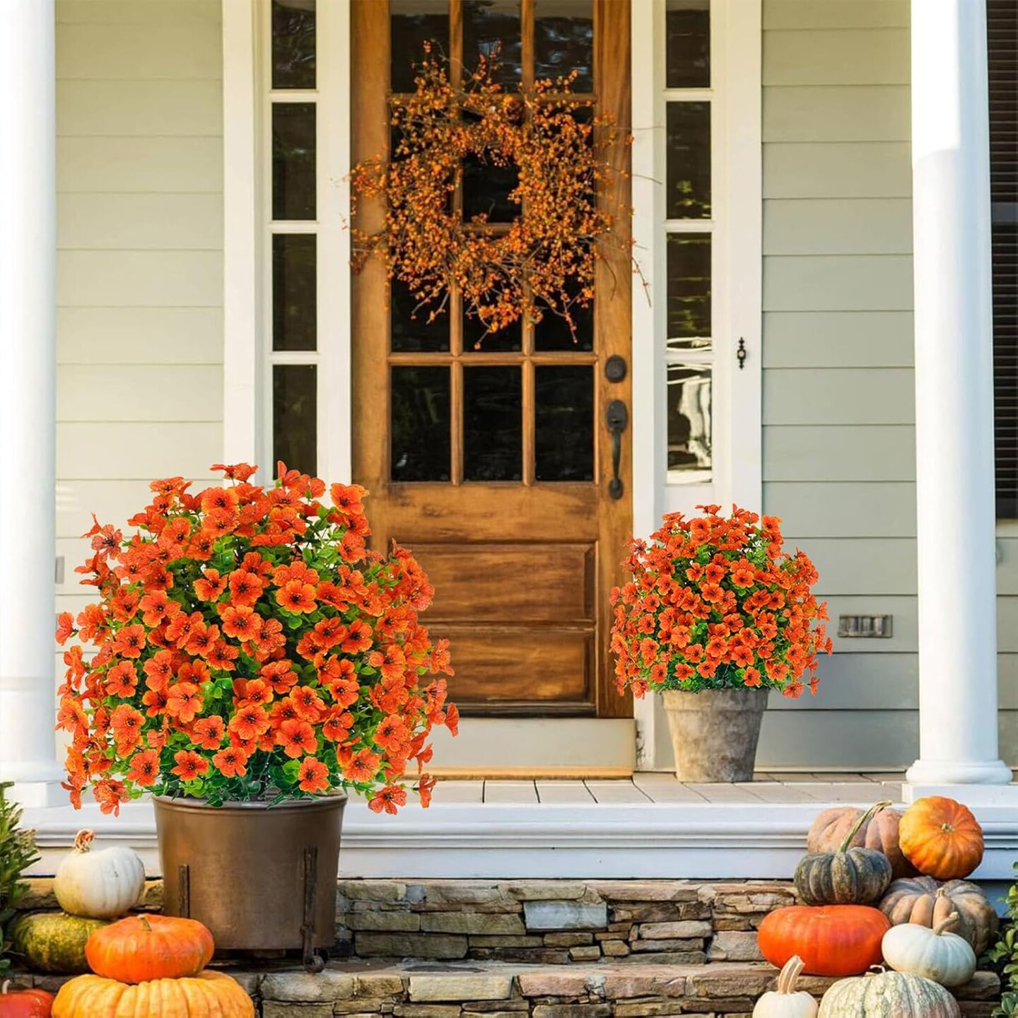 2-Pack 22 Inch Fall Outdoor Artificial Plants with Stake