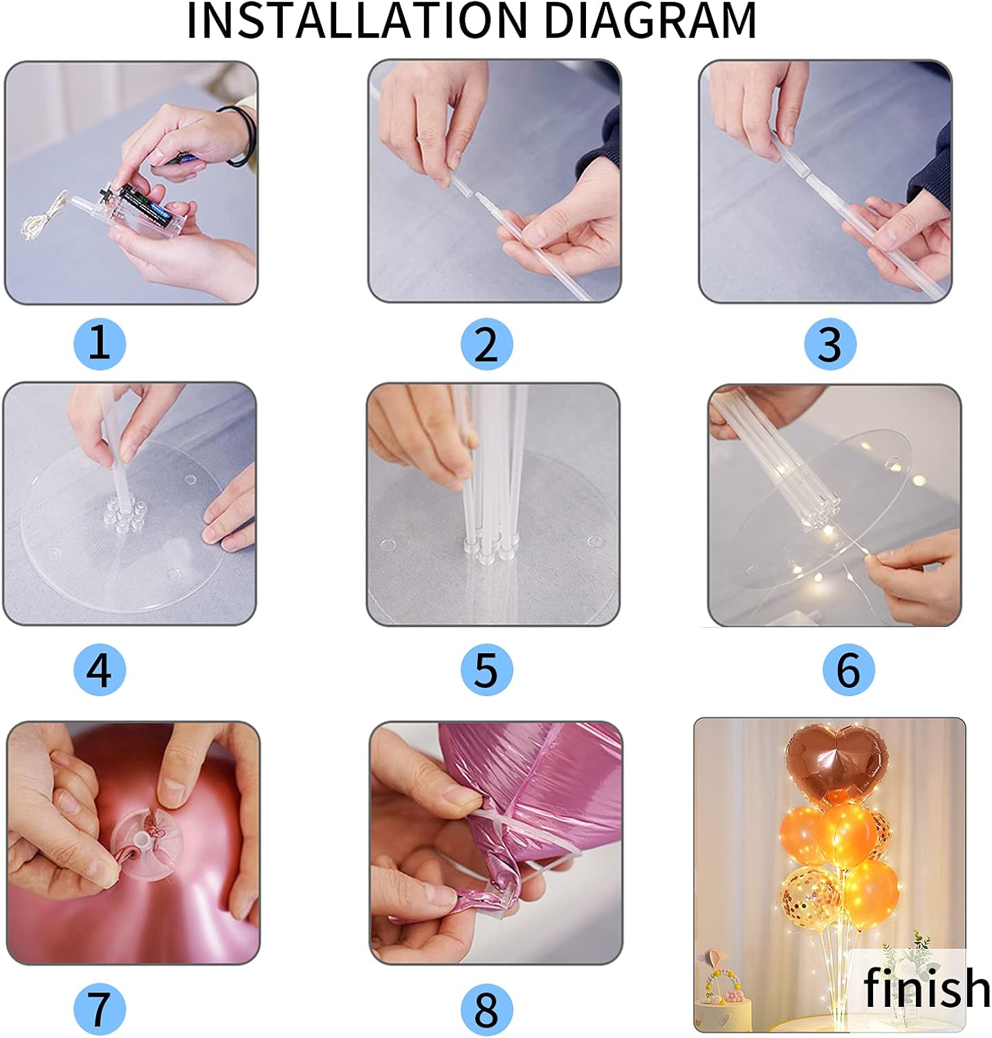 2 Sets Balloon Stand Kit Silver with String Light Table Centerpiece Reusable Balloon Decorations for Party (Silver)
