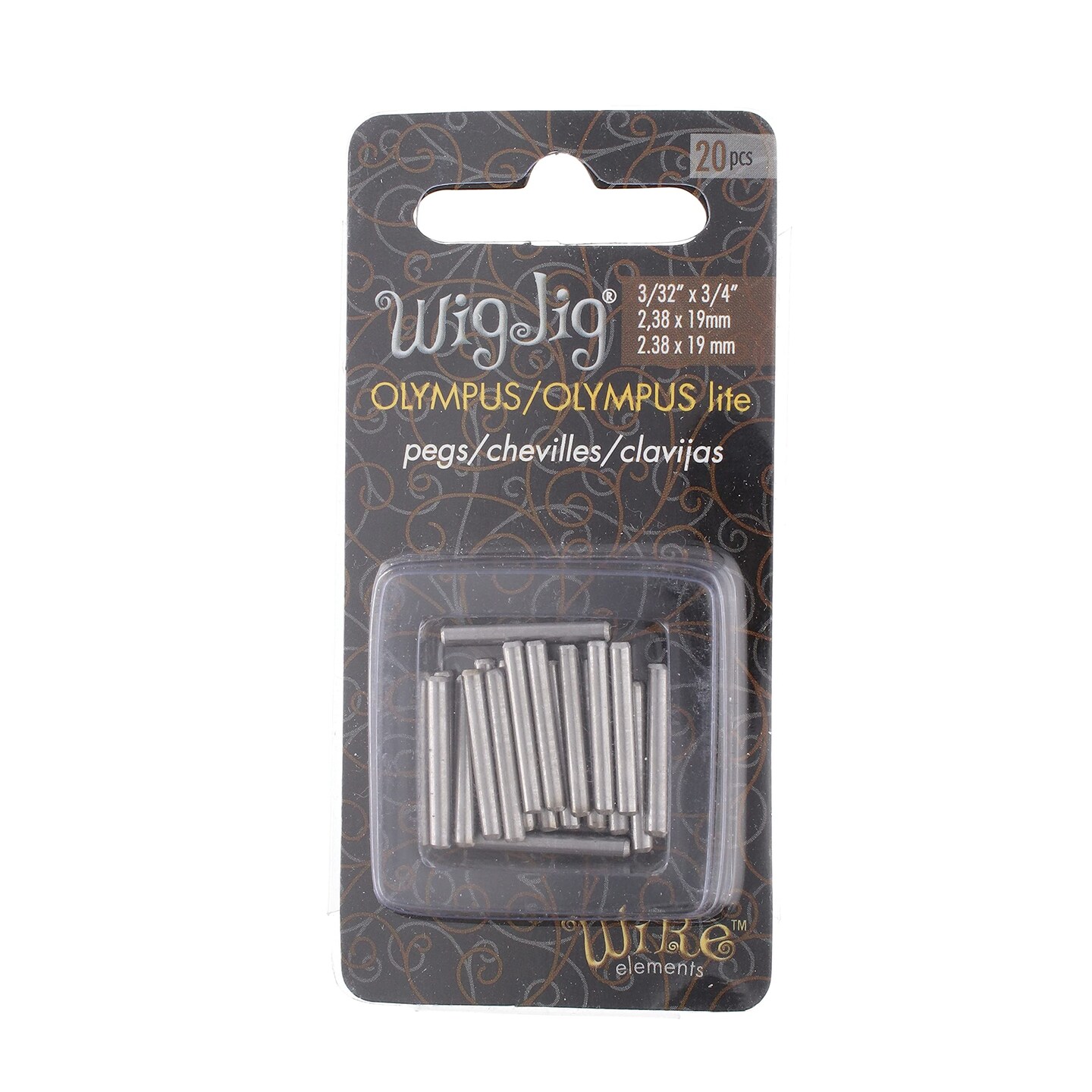 Wig Jig Olympus Pins &#x2013; Wire Elements by The Beadsmith &#x2013; Extra Metal Pins, 20 Pieces, 3/32 x 3/4&#x201D; (2.38mm x 19mm) - Used for Making Wire Components and Jewelry Designs
