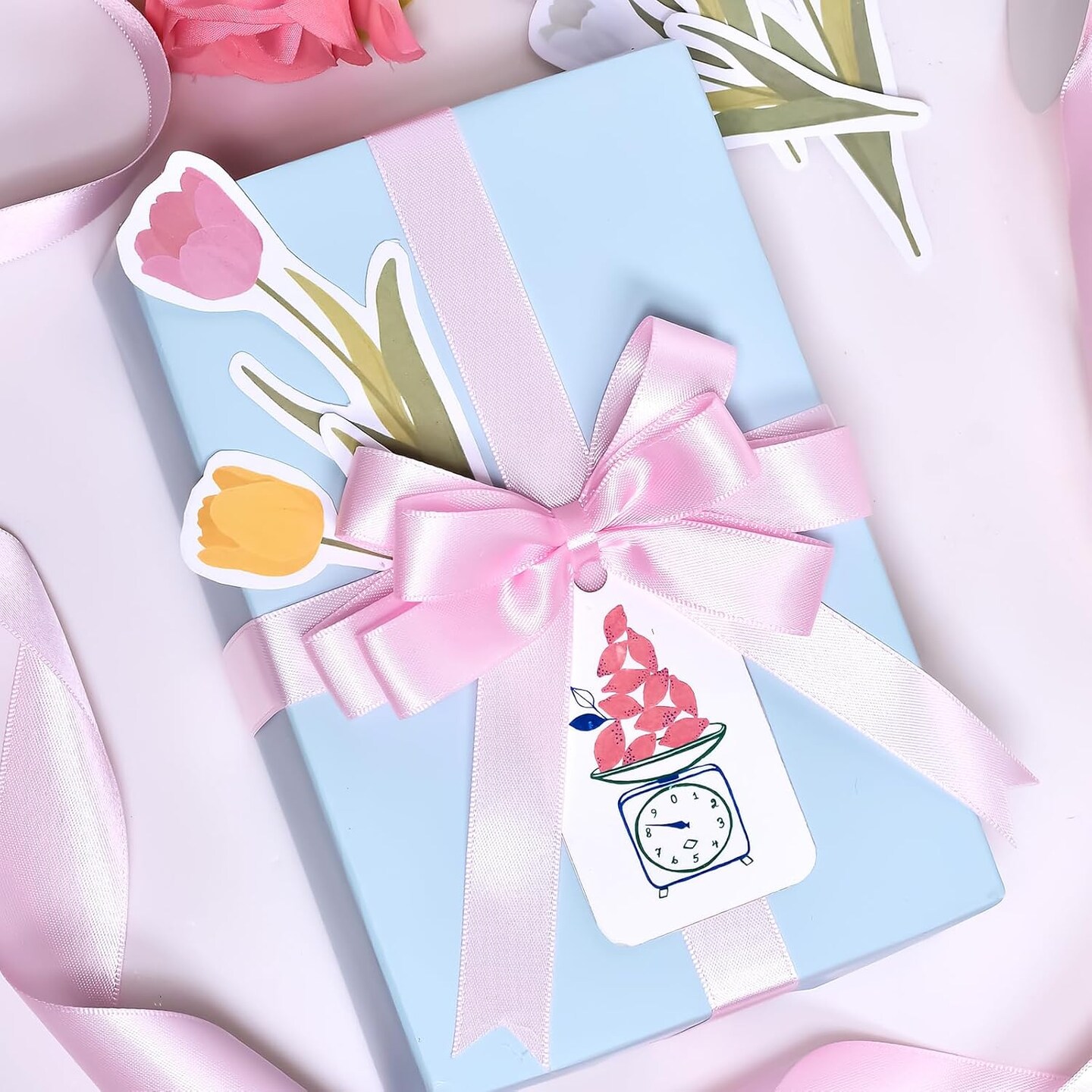 Light Pink Double Faced Satin Ribbon Set for Valentine's Day Crafts Gift Wrapping Bouquet Baby Shower Hair Bows, 1/4 Inch × 10 Yards, 5/8 Inch × 10 Yards, 1 Inch × 10 Yards, Total 30 Yards