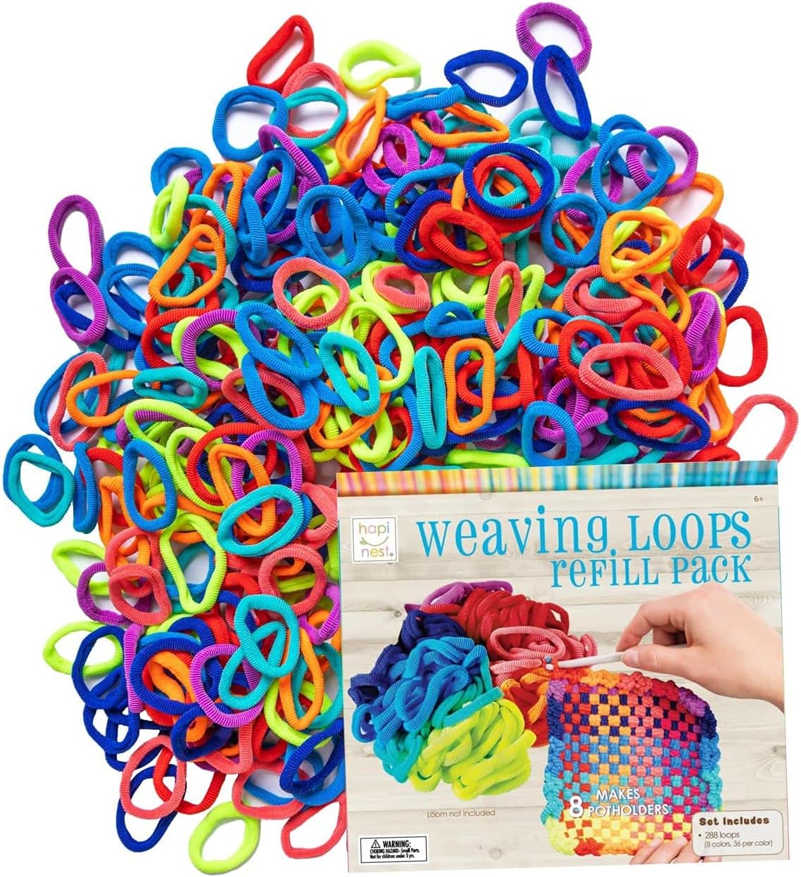 Hapinest Potholder Weaving Loom Refill Loops, Pack of 288 Loom Loops