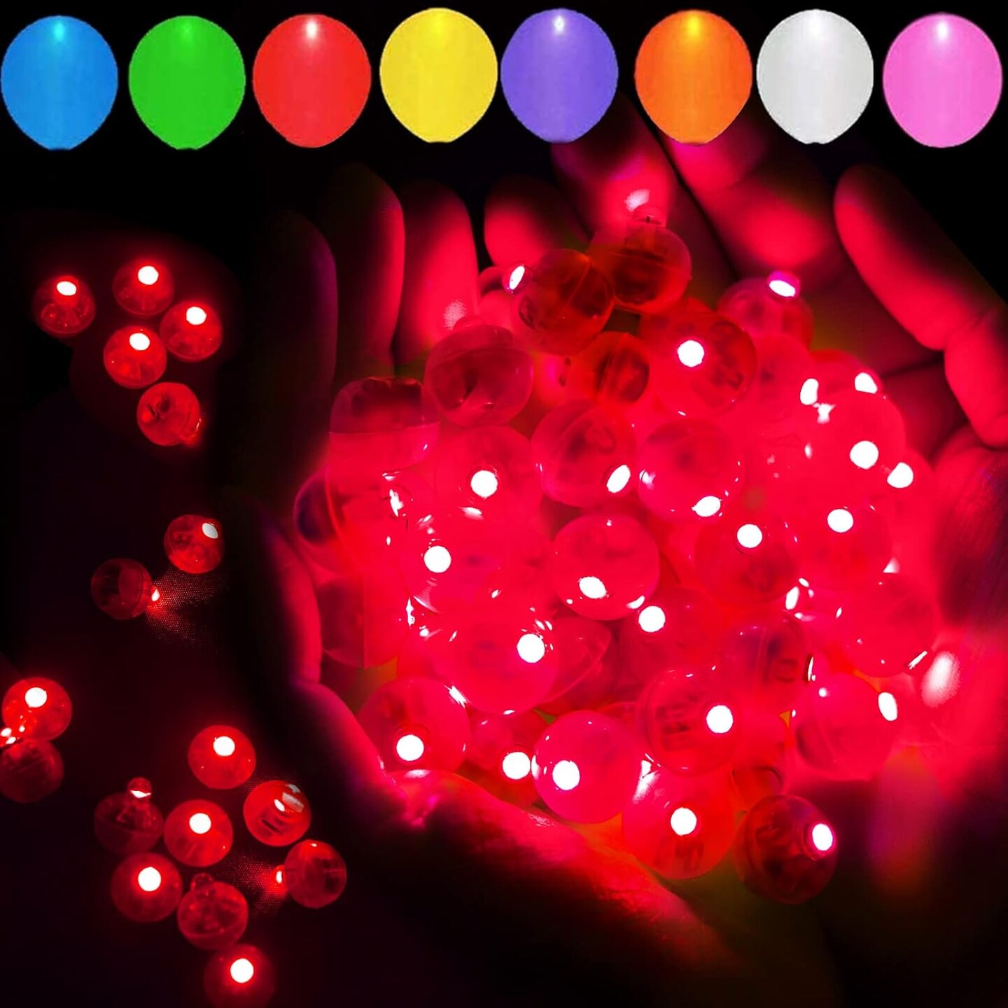 100 Pcs Red LED Balloon Light, Mini Led Lights Small Round Ball Lamp For Paper Lantern Balloon Indoor Outdoor Party Event Fun Birthday Party Wedding Decoration Supplies