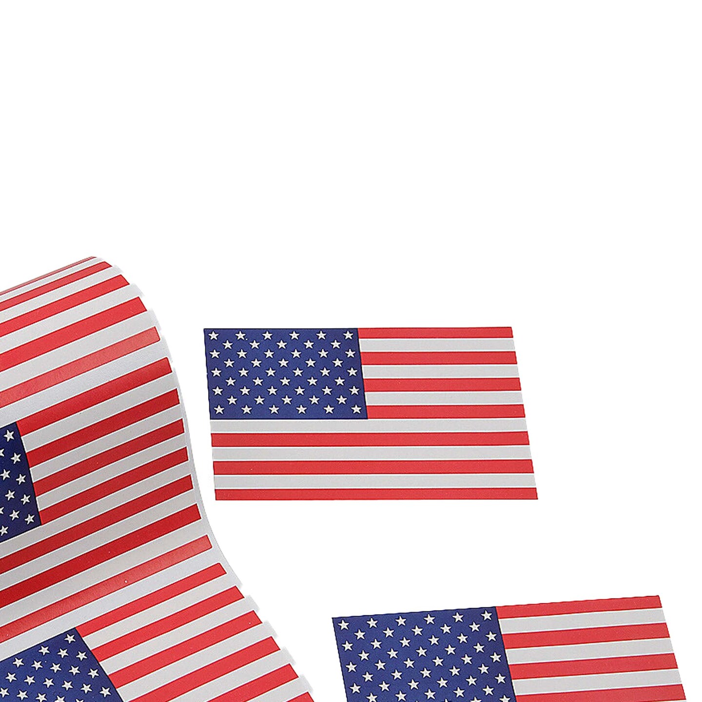 3" x 2" Patriotic Red, White and Blue American Flag Sticker Roll 100 Pc.