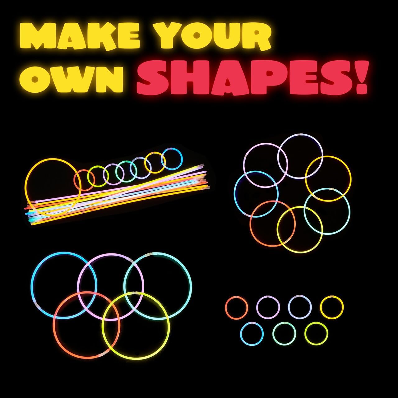 300 Pack Glow Sticks, 100ct 22'' Necklaces and 200 Pcs 8" Glow Sticks Bulk with 300 Pcs Connectors, Bright in The Dark Party Supplies, Neon Light Up, Halloween Party Favors