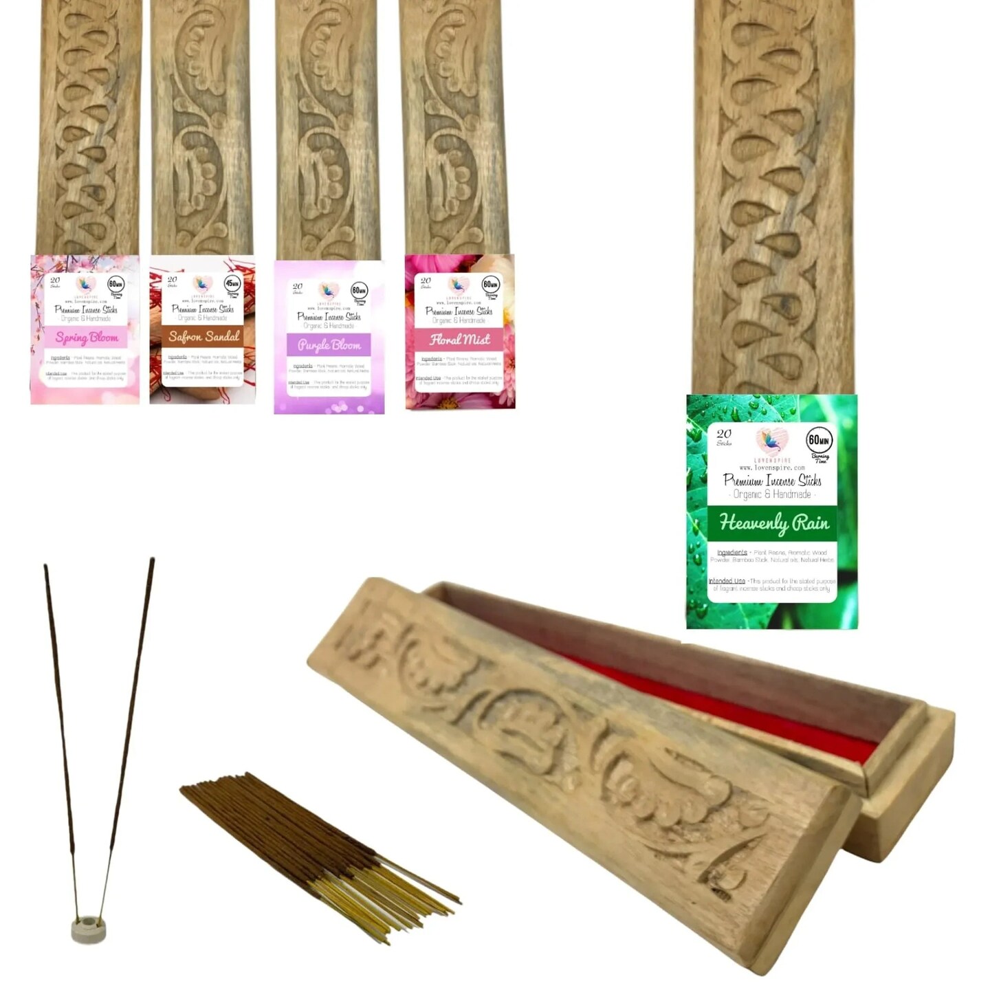 Premium Scented Incense Stick Plain Incense Kit with Wooden Box Agarbatti Dhoop Stick Low Smoke Incense with Spiritual Fragrance Pooja Essential Indian Temple Item