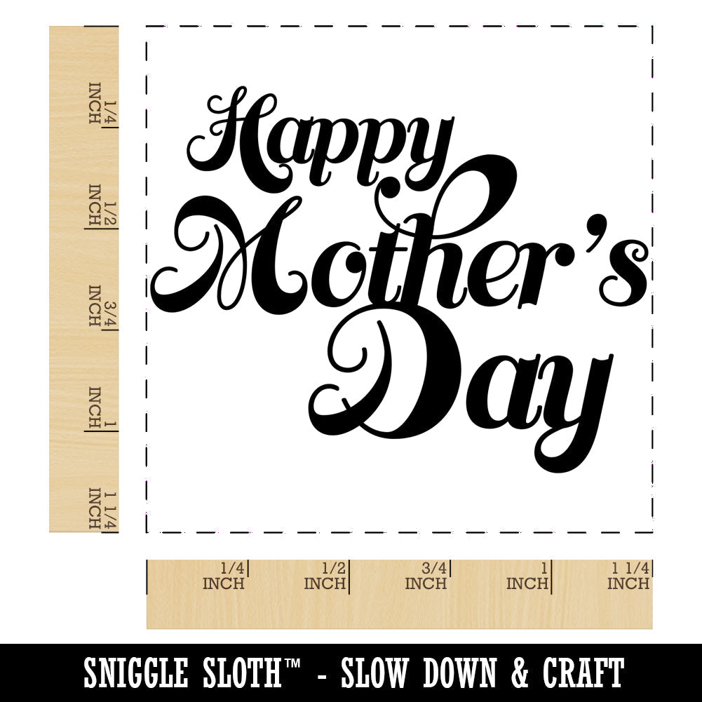 Happy Mother's Day Elegant Text Square Rubber Stamp for Stamping Crafting
