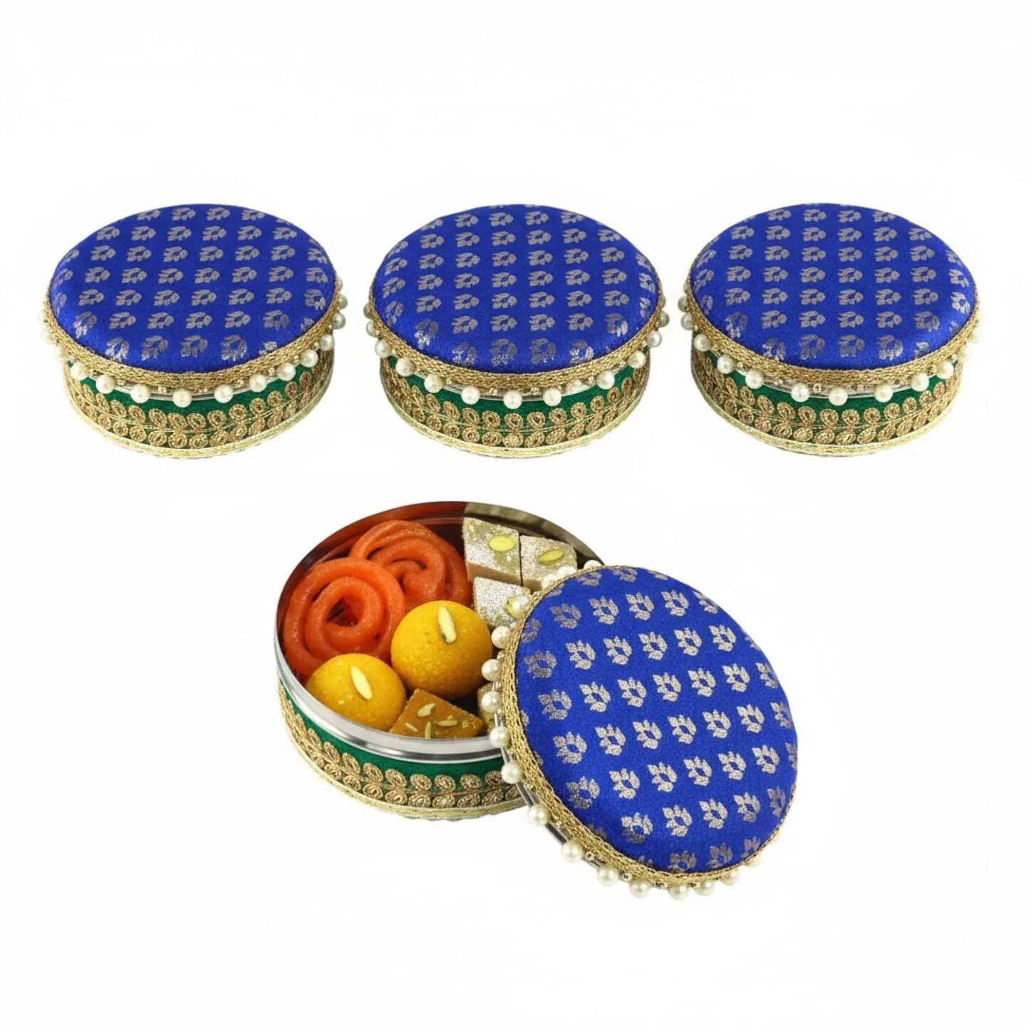 4 Ct Steel Ladoo Box 250 Grams Festival Special Stainless Steel Sweets Gift Box Perfect for Holi Diwali Rakhi Housewarmings Mithaai Desert Box