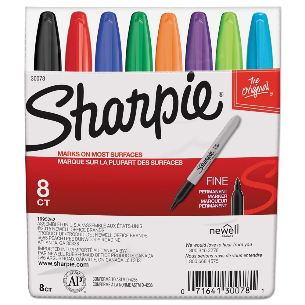 Sharpie Fine Bullet Tip Permanent Marker - Assorted Colors (8/Set)