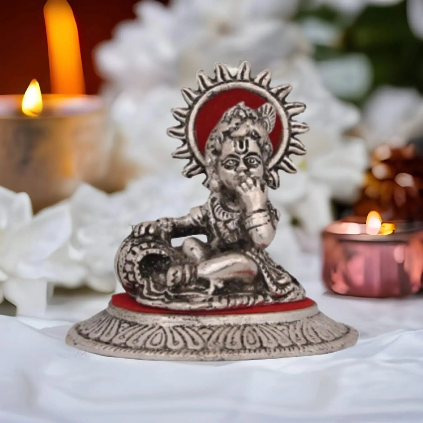 Bal Krishna Statue Metal Lord Krishna Idol Showpiece Krishna with Matki Mandir Temple Pooja Decor Home Office Decoration Housewarming Gift Diwali Decoration