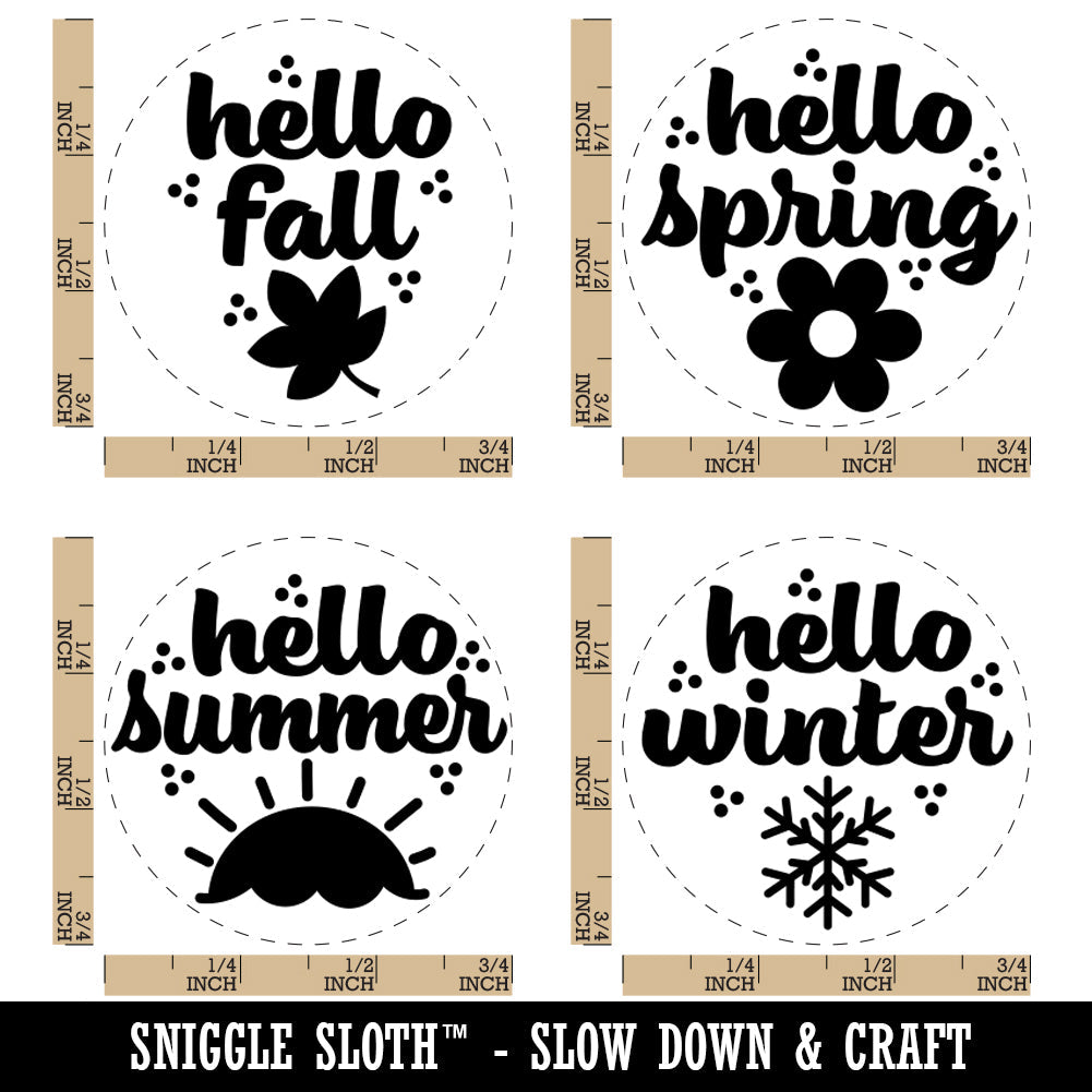 Hello Seasons Spring Summer Fall Winter Rubber Stamp Set for Stamping Crafting Planners