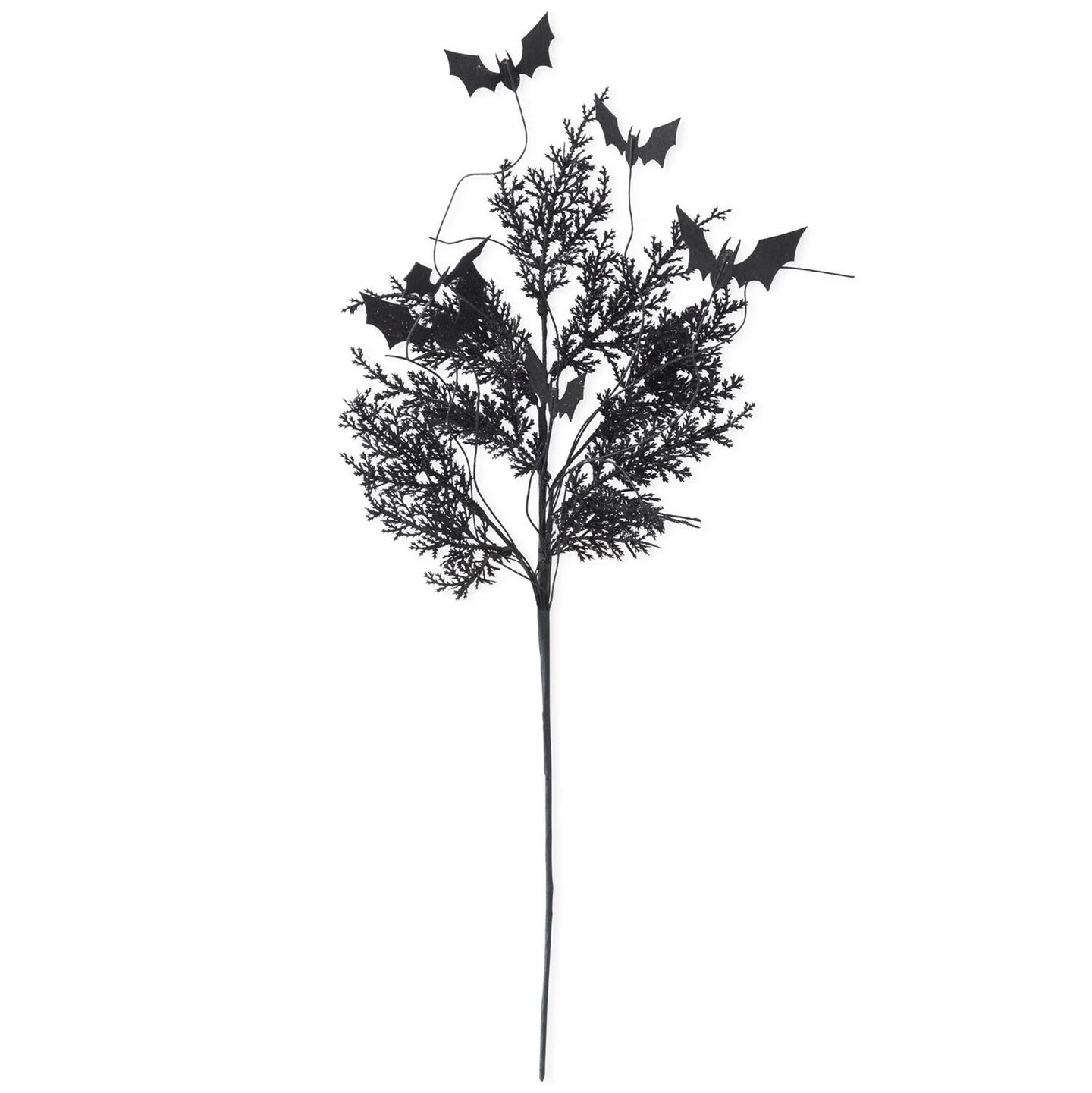 27&#x22; Black w/Purple Glitter Pine &#x26; Bat Spray