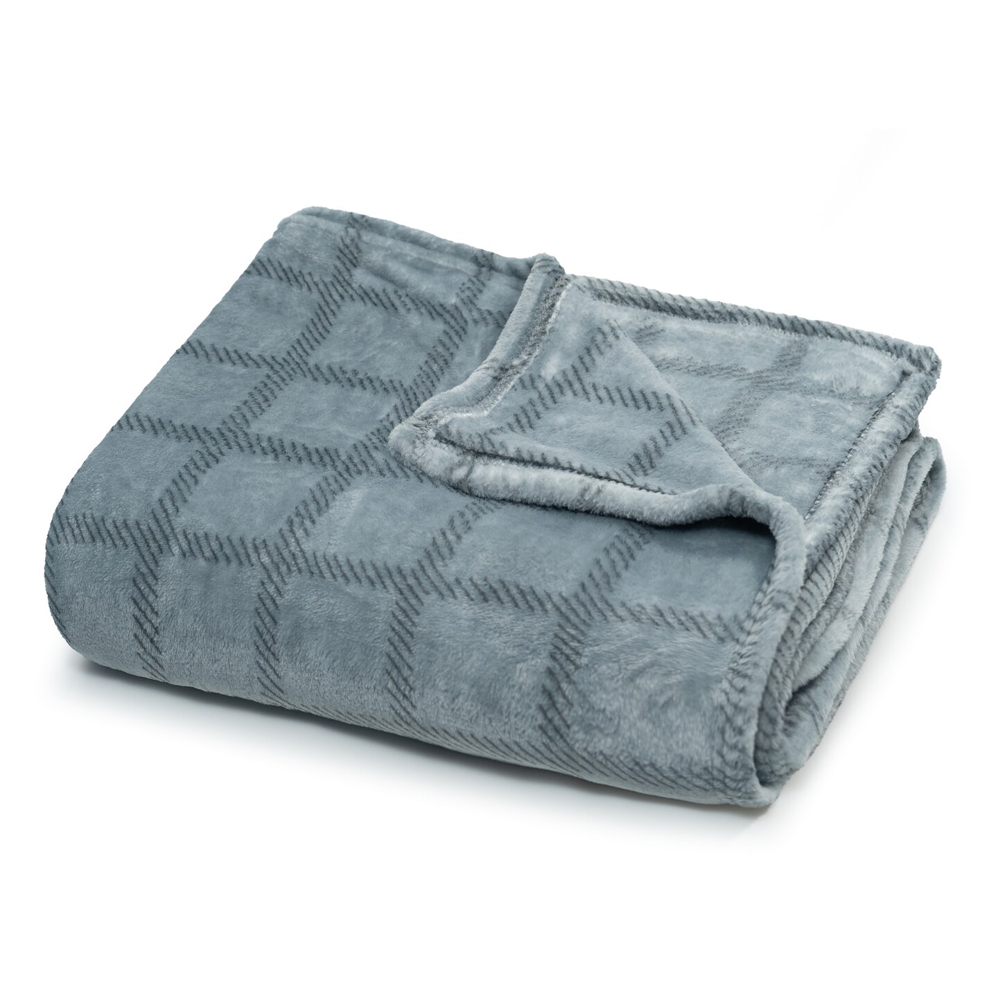Fleece Throw Blanket - 50x60 Inch - Modern Dash Windowpane Design - Ultra Soft Warmth - Blue
