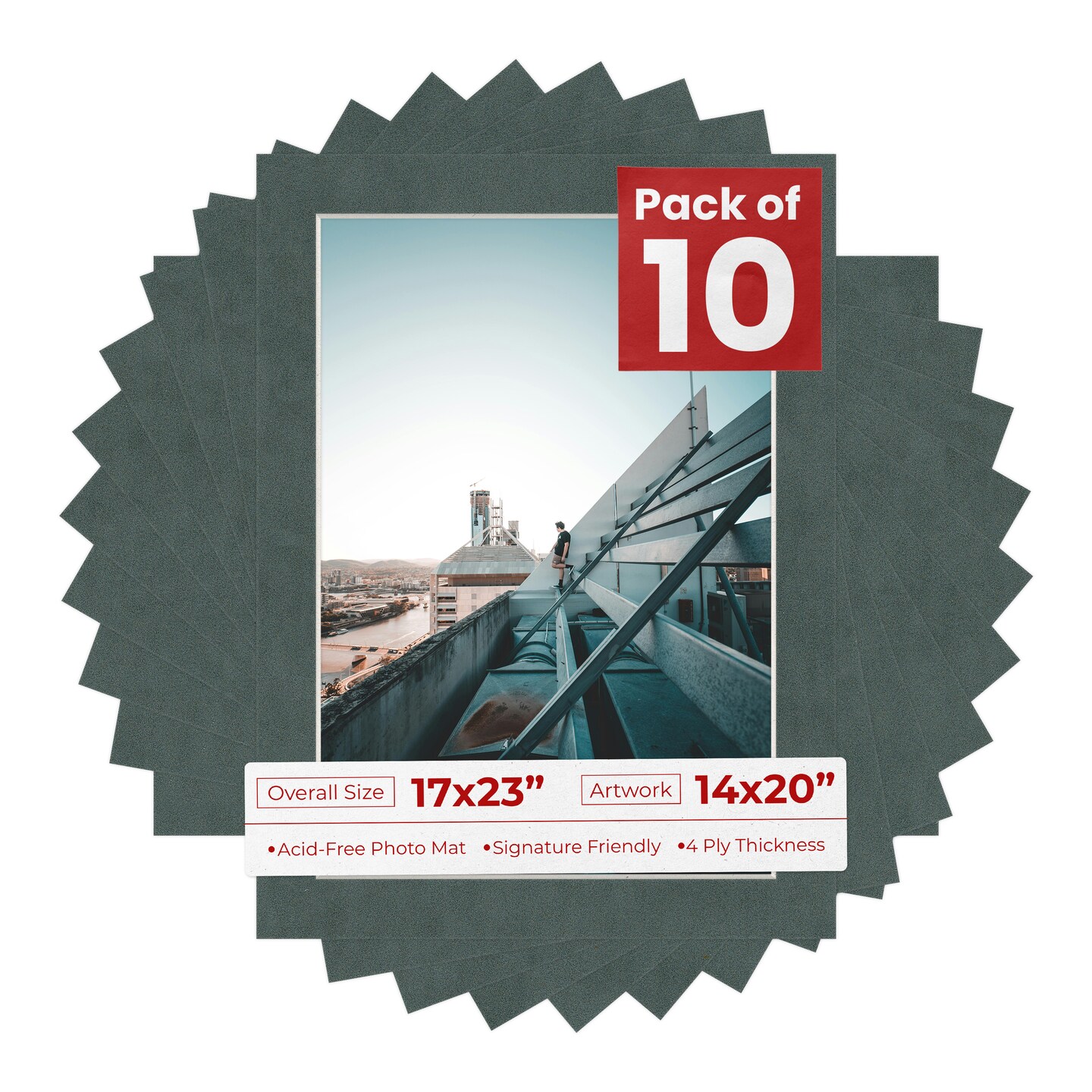 Dark Grey Suede Mat Board for 17x23 Frames - Fits 14x20 Photos