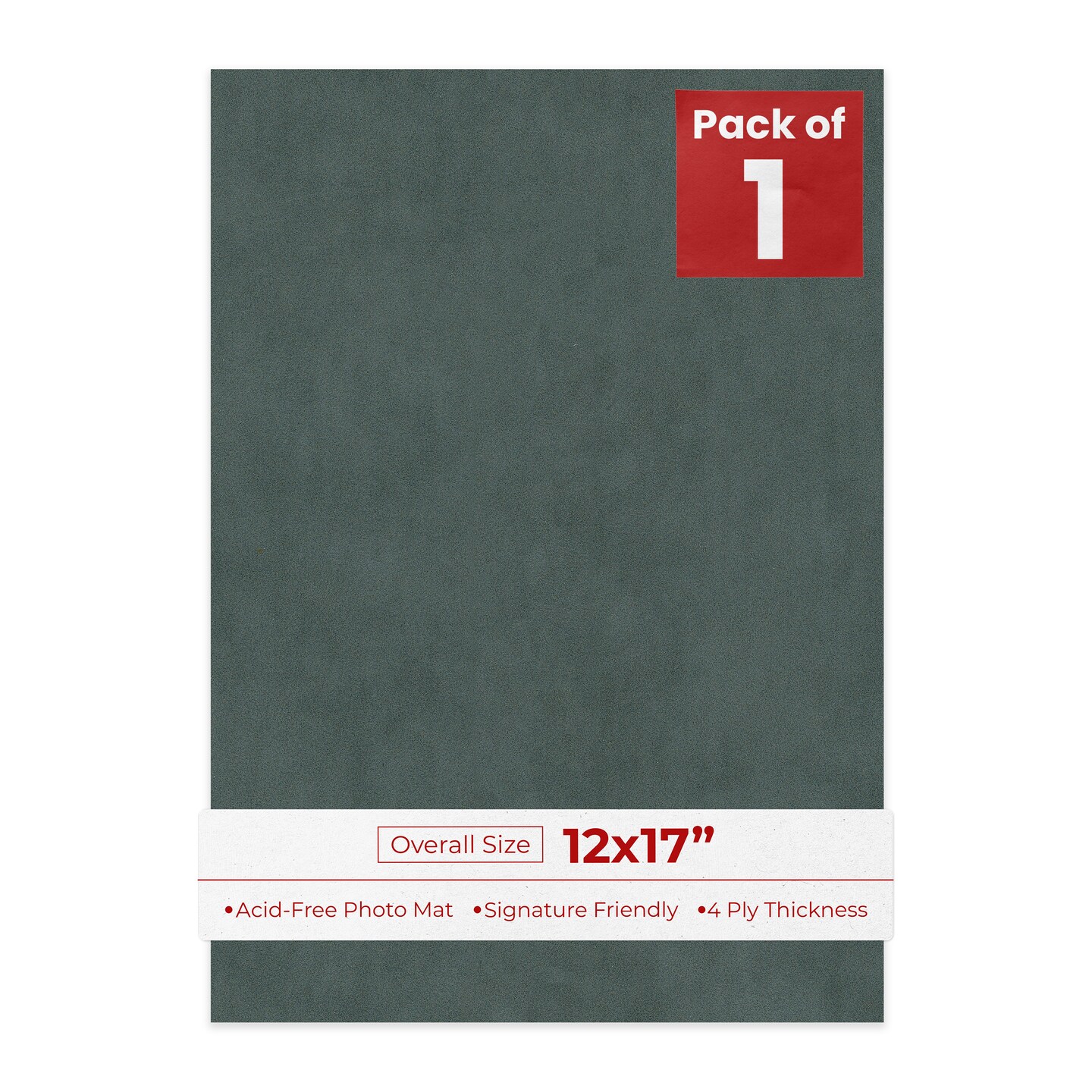 Dark Grey Suede 12x17 Uncut Mat Board - Blank Sheets, No Opening