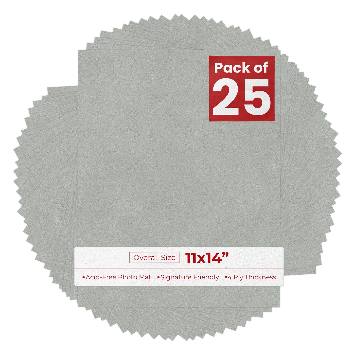 Light Grey Suede 11x14 Uncut Mat Board - Blank Sheets, No Opening