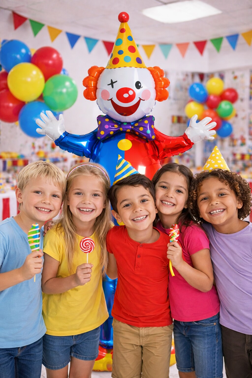 61-Inch Standing Clown Balloon – Giant Circus Clown Foil Balloon Decoration, 1 Piece