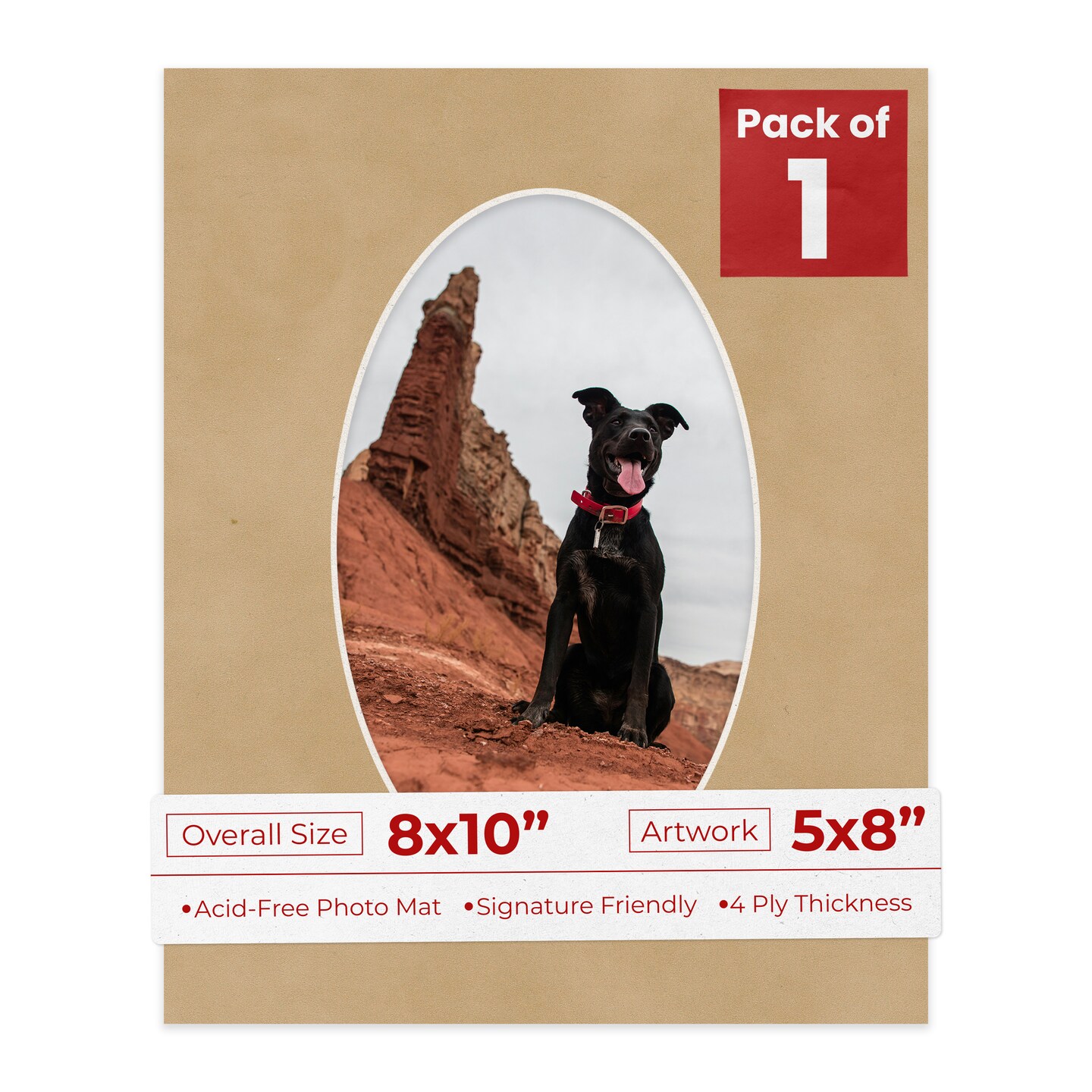 Beige Suede Mat Board for 8x10 Frames - Oval Opening for 5x8 Photos