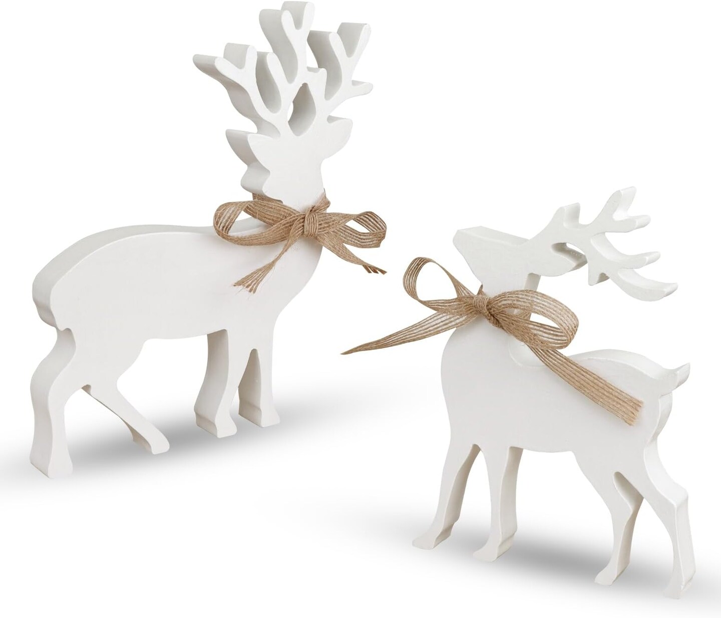 2Pcs Reindeer Christmas Decorations Indoor, Rustic Wooden Christmas Reindeer Figurine, Home Decor for Home Shelf Cabinet Table, Home Display, Tabletop