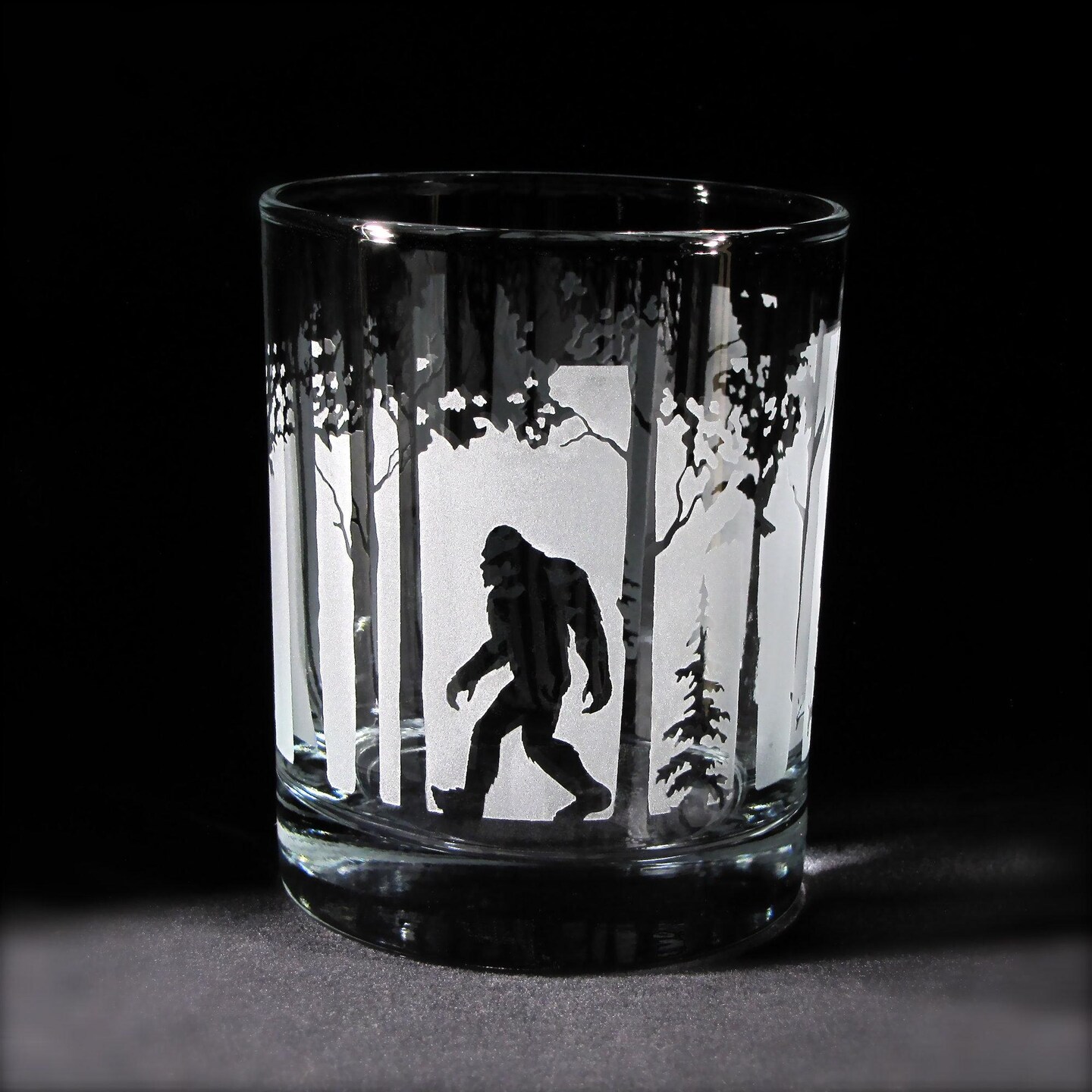 Bigfoot Whiskey Glass, Sasquatch Old Fashioned Glass with Big Foot