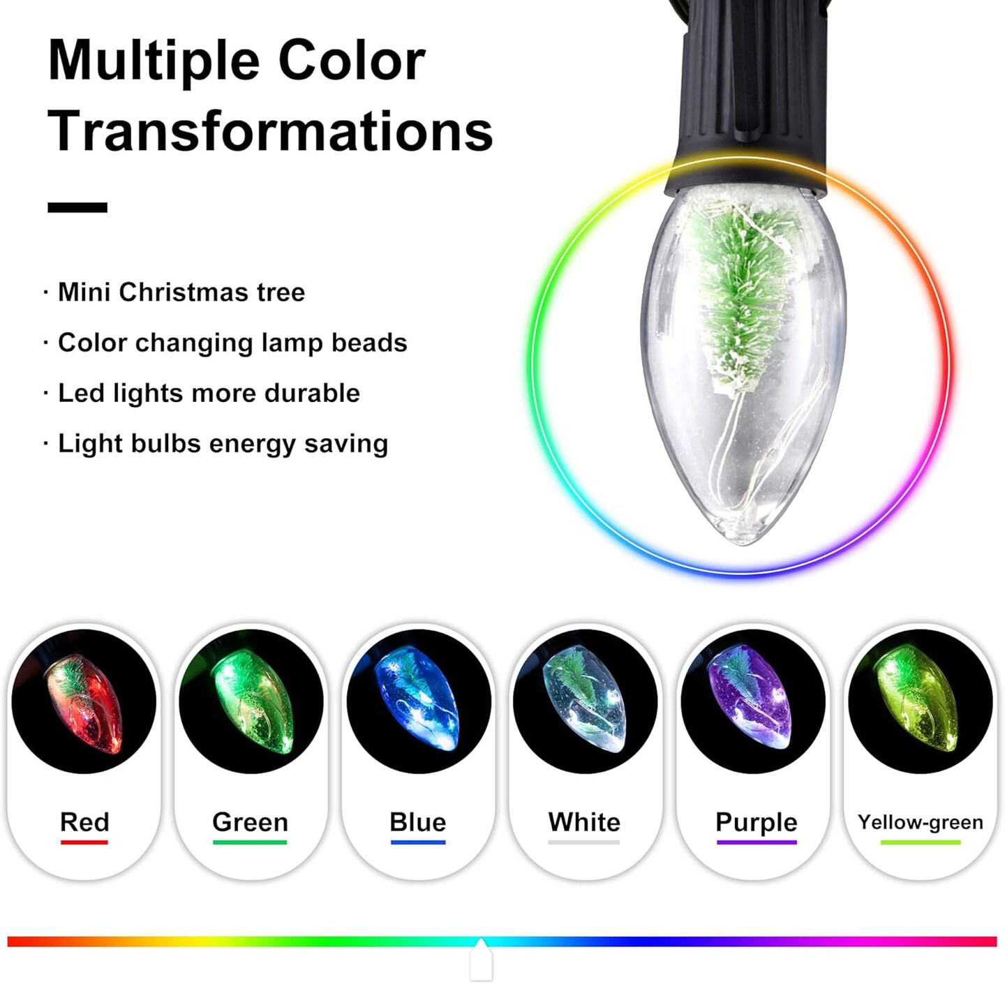 Christmas Pathway Lights Outdoor - 24.2Ft 20 C9 LED Christmas Lights with Marker Stakes, Christmas Tree Color Changing String Lights for Walkway Yard Decorations Waterproof Plug in Multicolor