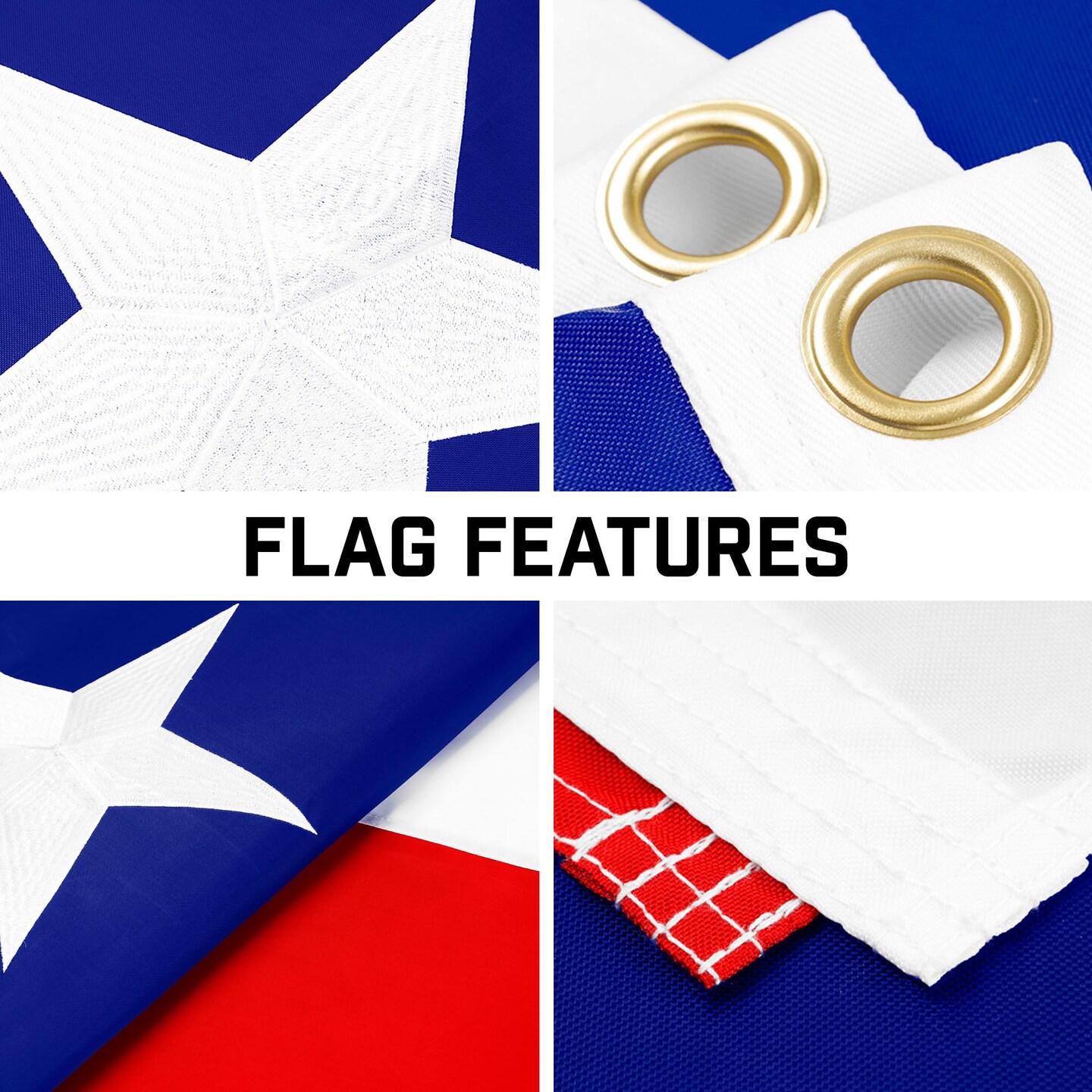 G128 Combo Pack: 16 Ft Telescoping Aluminum Flagpole (Black) & Texas TX 3x5 Ft, ToughWeave Series Embroidered 300D Polyester | Pole with Flag Included