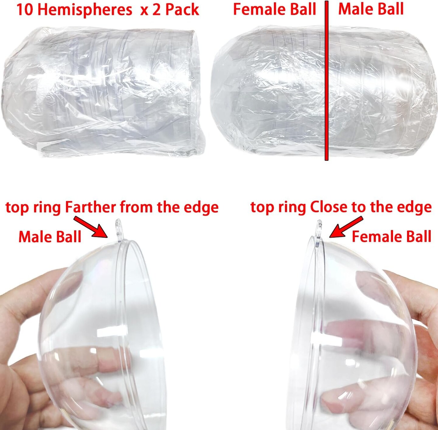 10pk Clear Plastic Fillable Ornaments for Crafts 80mm Christmas Ornaments Balls, Clear Acrylic DIY Ornaments Christmas Tree Decorations, Hanging Christmas Decorations Indoor Home Decor Supplies