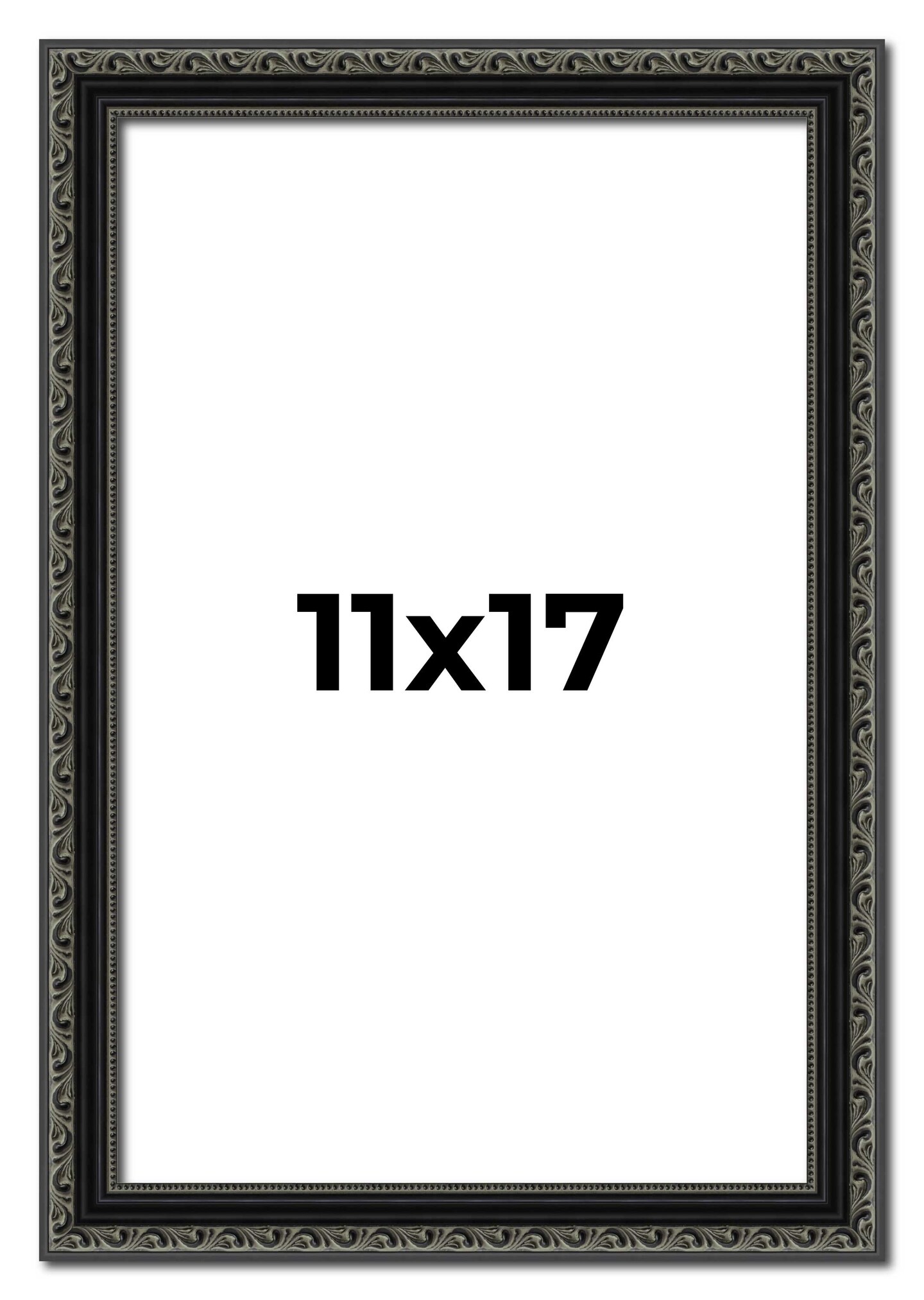 11x17 Antique Black Picture Frame - UV Acrylic, Foam Board Backing, Hanging Hardware