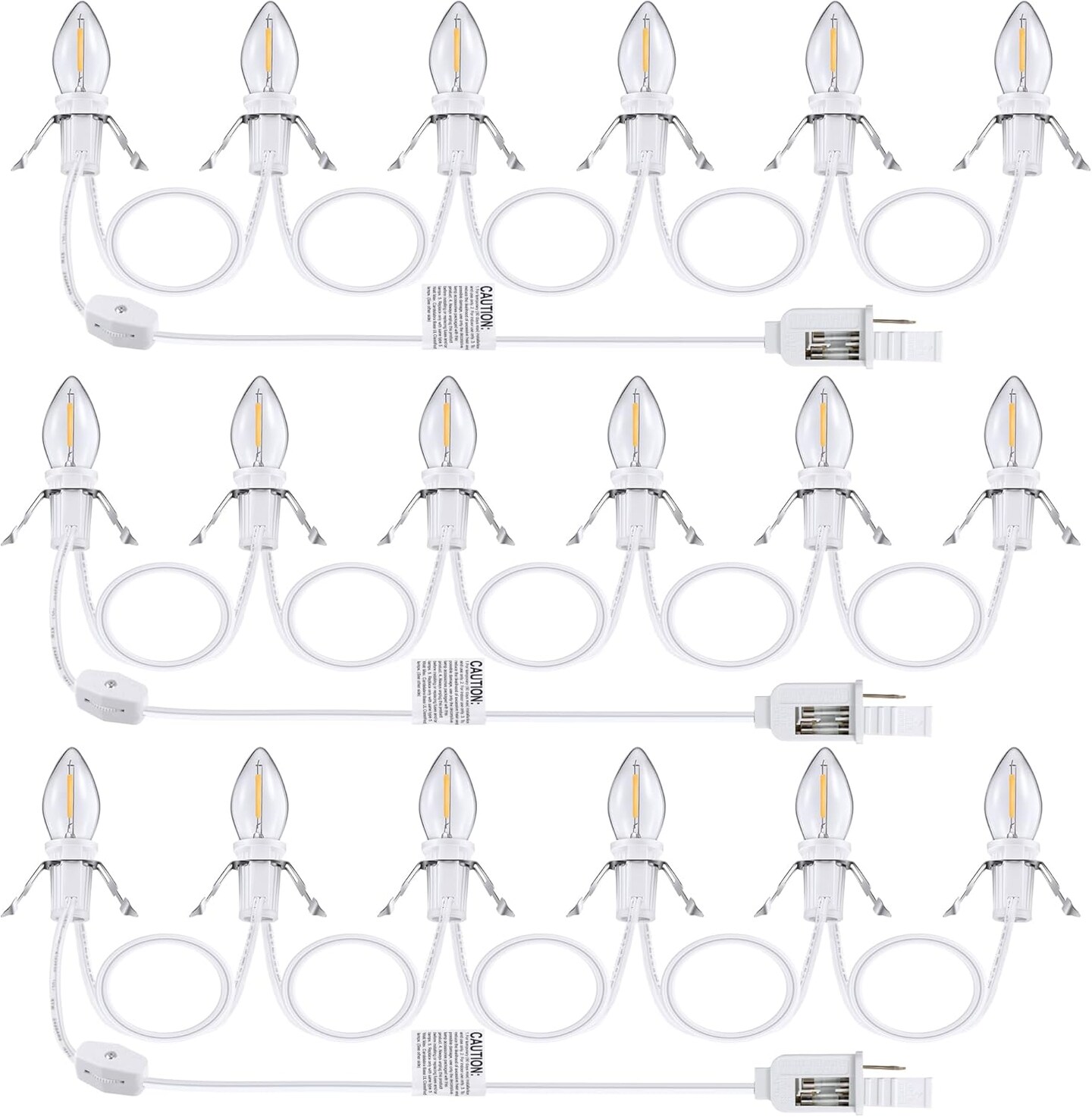 3 Pack Accessory Cord with 6 LED Light Bulb, 11.5 ft Christmas Village Light with ON/Off Switch Plugs and Spare Fuse, Blow Mold Light for Christmas Village House